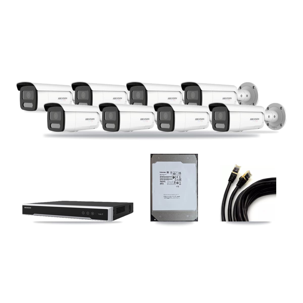 Hikvision 8-Channel 4MP – 4K CCTV Kit — 2 4MP + 6 4K Bullet Cameras + 14TB Recording - Image 1