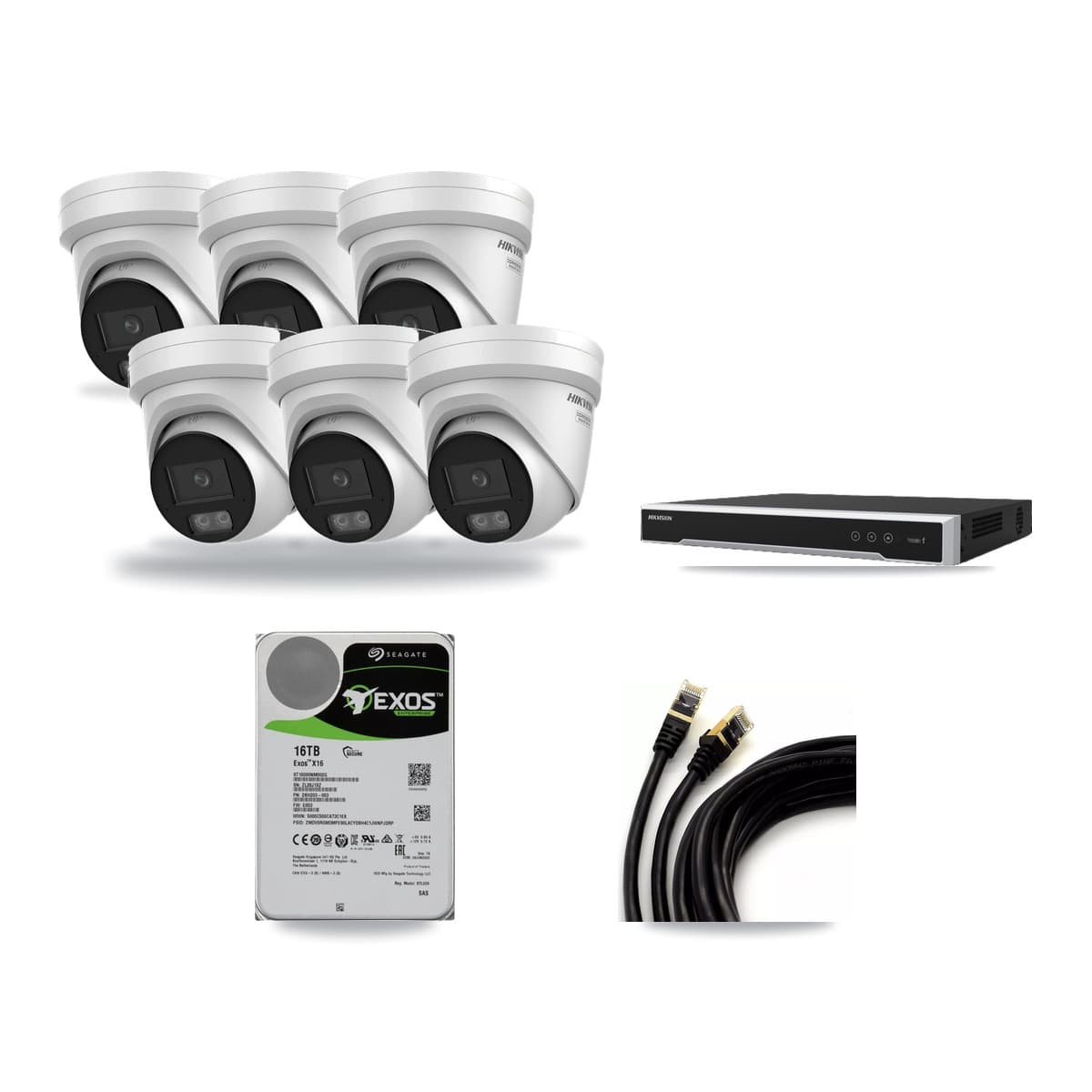 Hikvision 16-Channel 4K CCTV Kit — 6 DS-2CD2387G3 Turret Cameras + 16TB Recording - Image 1