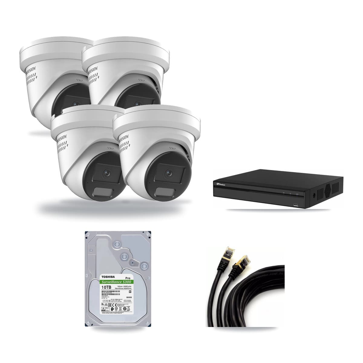 Hikvision & Prolux 4-Channel 4K CCTV Kit — 4 DS-2CD2387G2H Turret Cameras + 10TB Recording - Image 1
