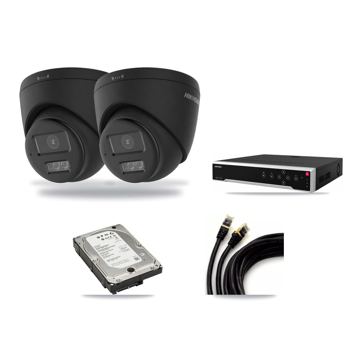 Hikvision 32-Channel 4K CCTV Kit — 2 Black DS-2CD1383G2 Turret Cameras + 5TB Recording - Image 1
