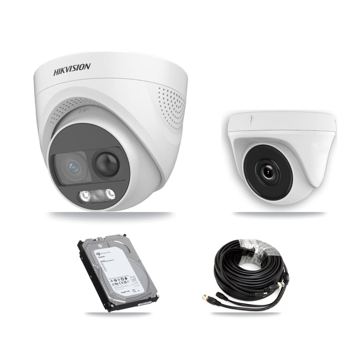 Hikvision & Prolux 8-Channel 2MP – 5MP CCTV Kit — 3 DS-2CE72KF3T 5MP Turret + 1 White HDT-2MP-N20W 2MP Dome Cameras + 6TB Recording