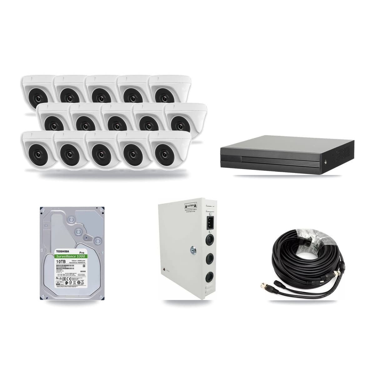 16-Channel 2MP CCTV Kit — 15 Dome Cameras + 10TB Recording - Image 1