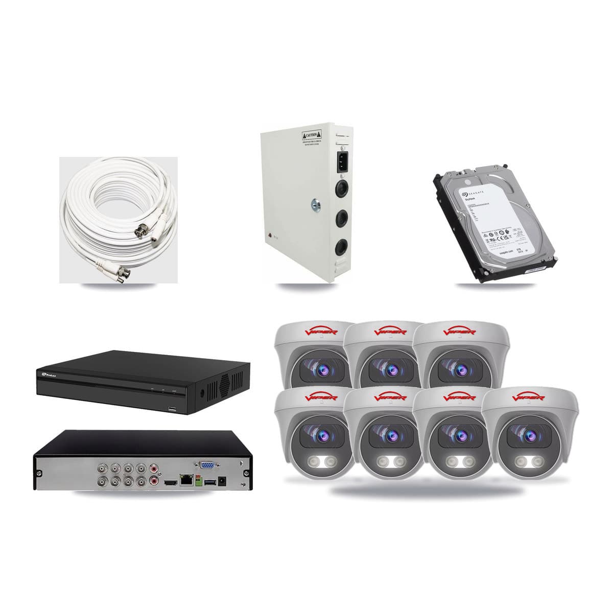Prolux 8-channel CCTV kit: 7 cameras (7× 5MP Camera), 6TB hard drive