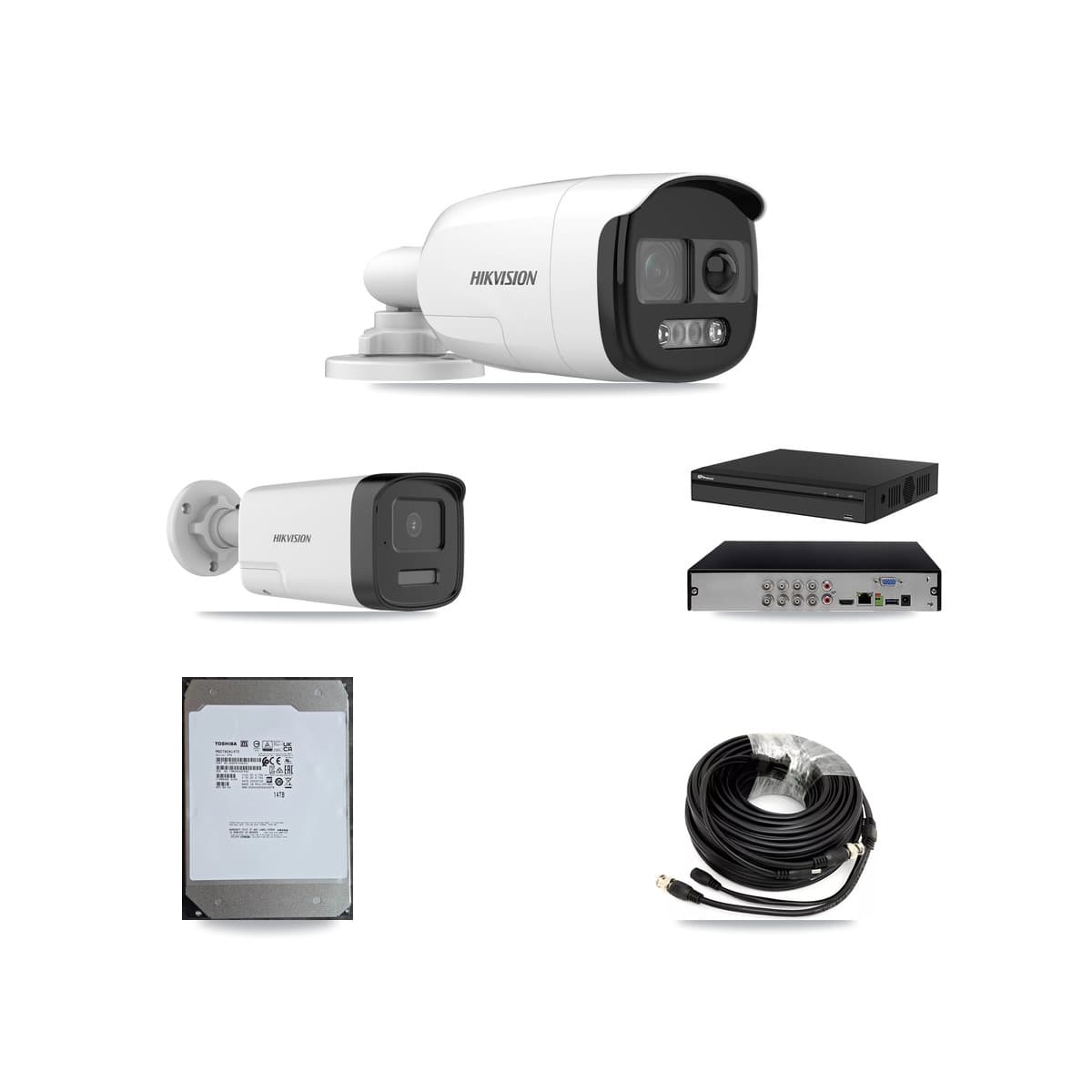Hikvision & Prolux 8-Channel 5MP CCTV Kit — 4 DS-2CE12KF3T + 4 DS-2CE17K0T Bullet Cameras + 14TB Recording