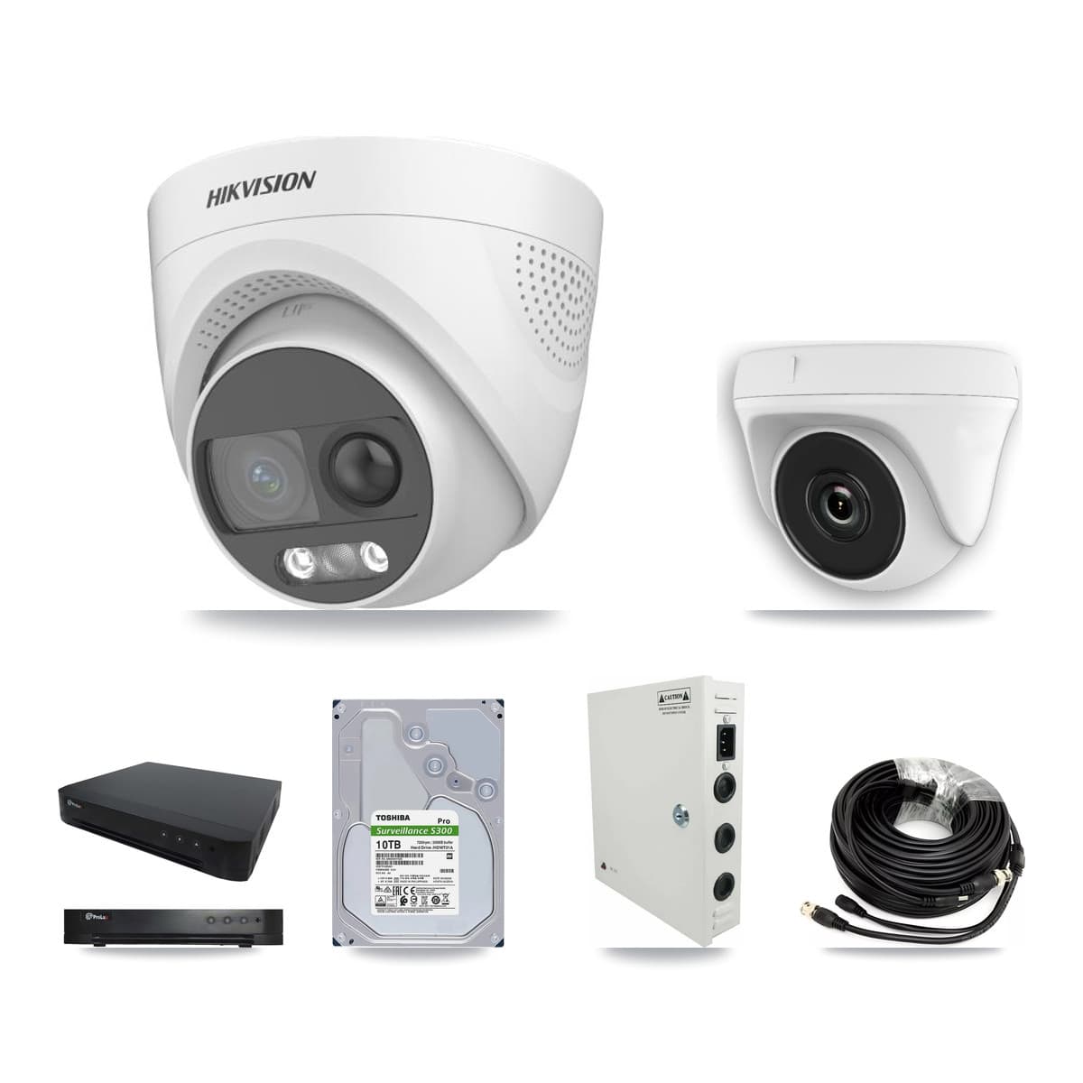 Hikvision & Prolux 16-Channel 2MP – 5MP CCTV Kit — 6 DS-2CE72KF3T 5MP Turret + 3 White HDT-2MP-N20W 2MP Dome Cameras + 10TB Recording