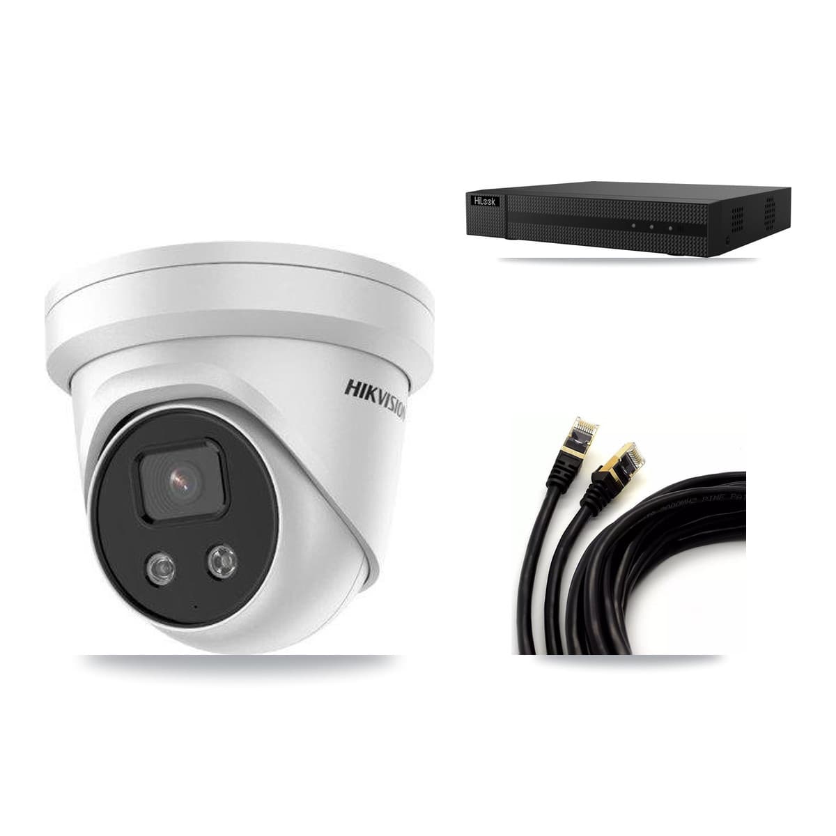 Hikvision & HiLook 8-Channel 5MP CCTV Kit — 2 Turret Cameras + 3TB Recording (NVR-108MH-D Recorder)