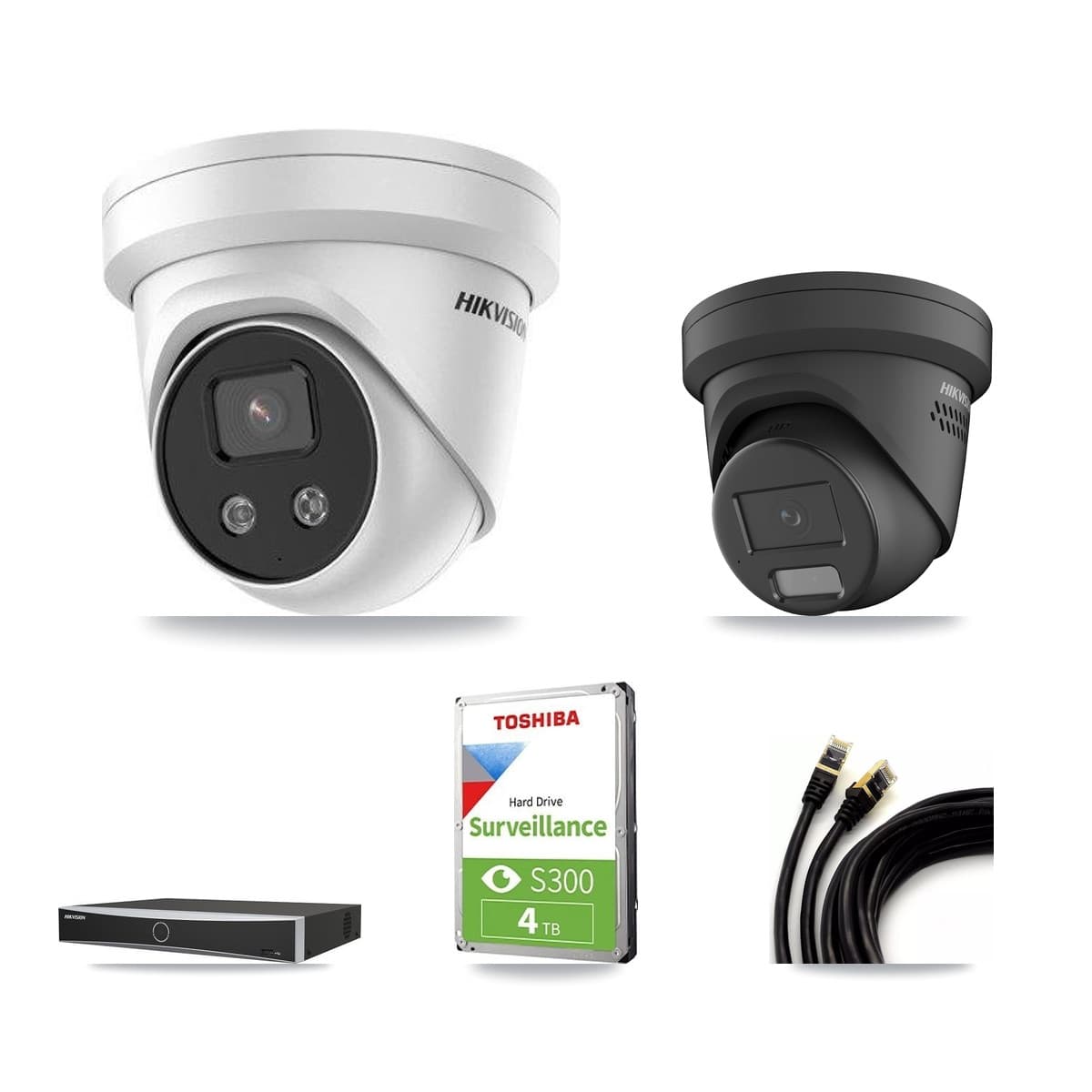 Hikvision 4-Channel 4MP – 5MP CCTV Kit — 1 4MP + 2 5MP Turret Cameras + 4TB Recording - Image 1