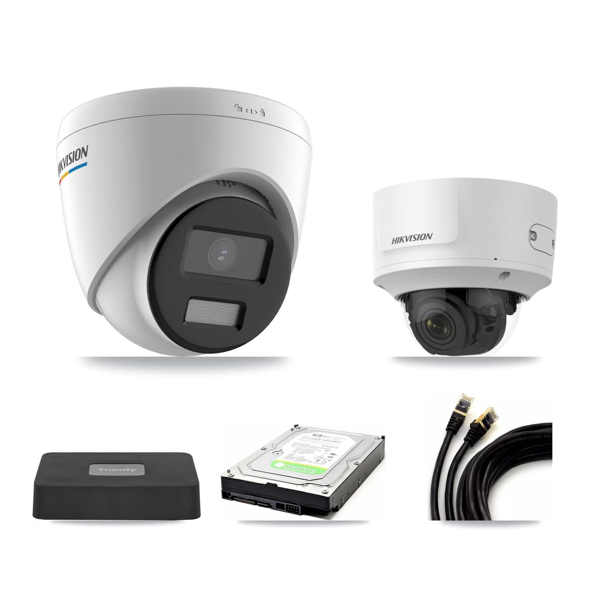 Hikvision & Tiandy 4-Channel 2MP CCTV Kit — 1 Turret + 1 Dome Cameras + 1TB Recording