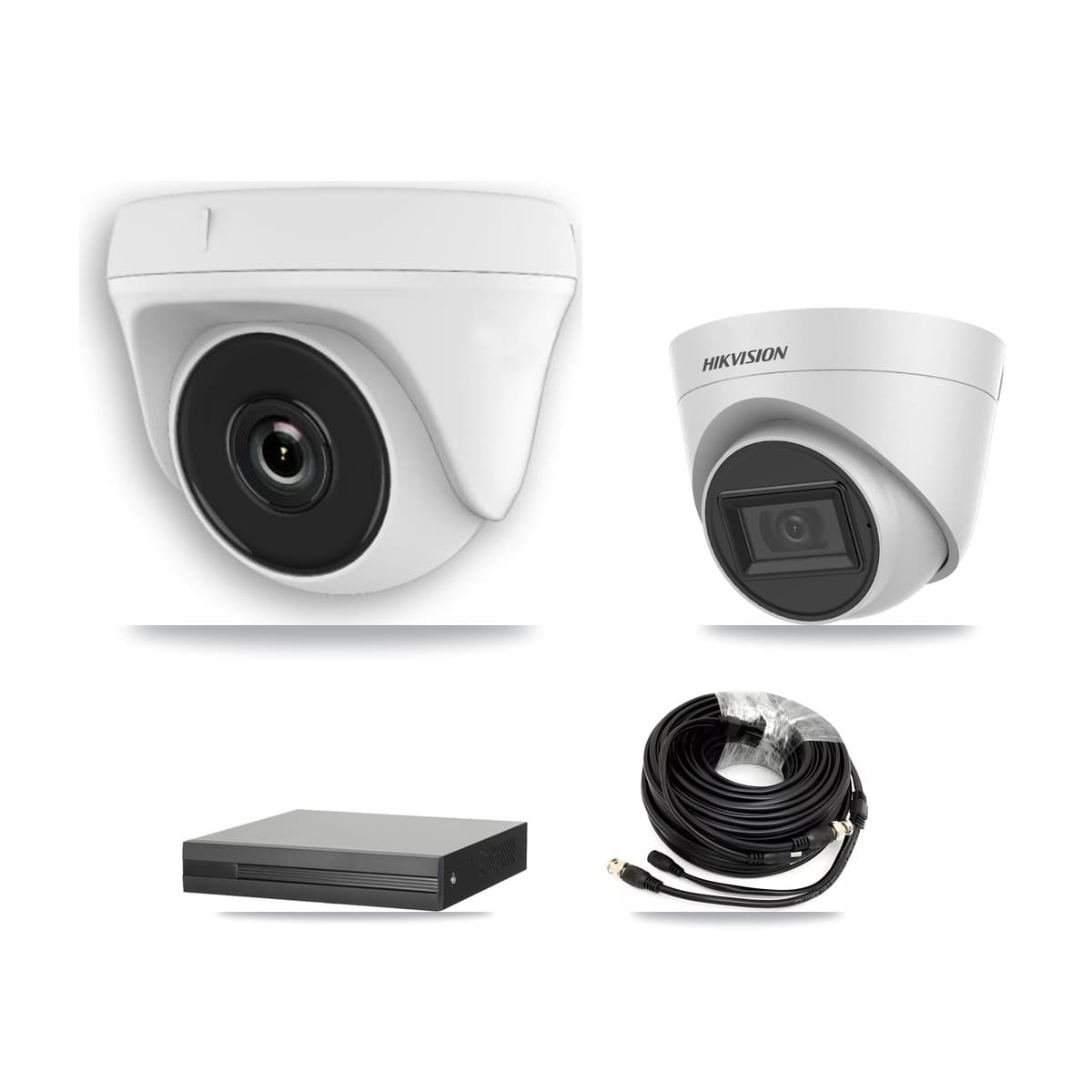 Hikvision 8-Channel 2MP – 5MP CCTV Kit — 1 White 5MP Turret + 3 White 2MP Dome Cameras + 3TB Recording (XVR-3108HS Recorder)
