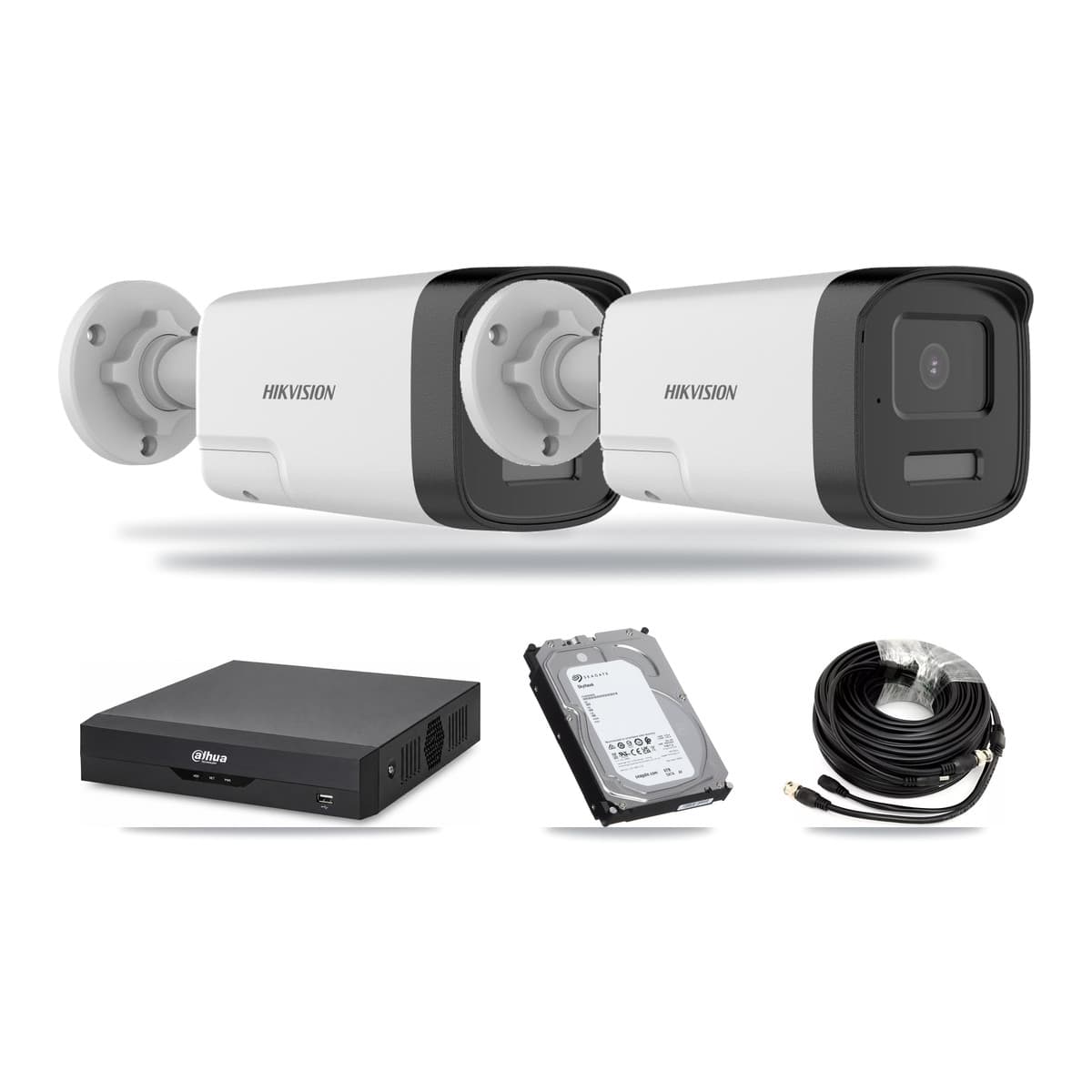 Hikvision & Dahua 4-Channel 5MP CCTV Kit — 2 DS-2CE17K0T Bullet Cameras + 6TB Recording - Image 1