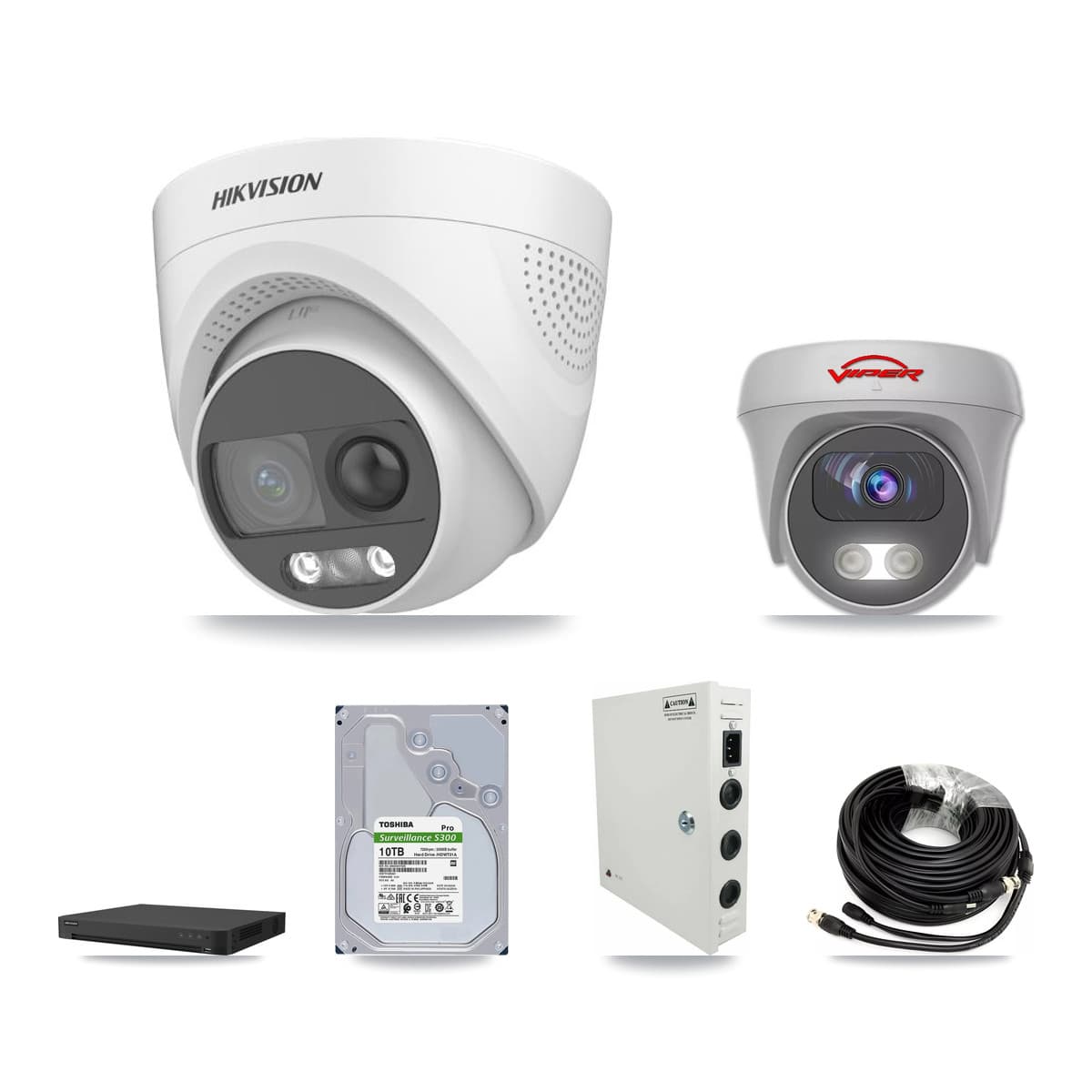Hikvision & Viper 32-Channel 5MP CCTV Kit — 15 DS-2CE72KF3T Turret + 1 VIPER-5MP-3K Cameras + 2× 10TB Recording
