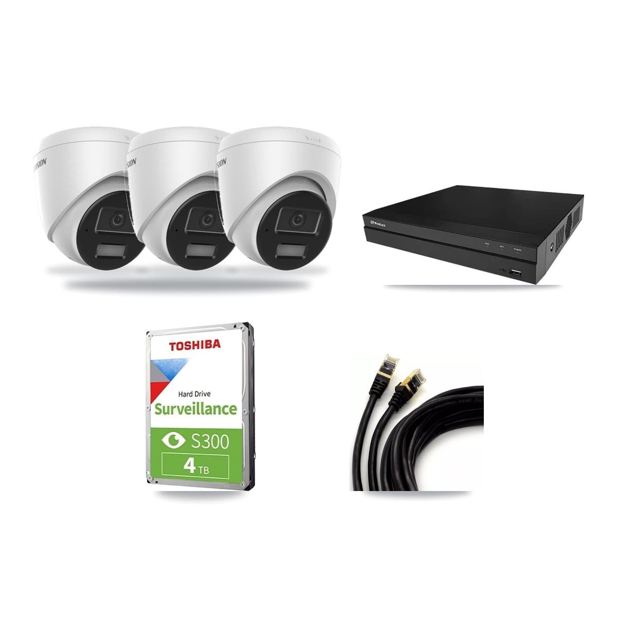 Hikvision & Prolux 8-Channel 4MP CCTV Kit — 3 DS-2CD1343G2 Turret Cameras + 4TB Recording - Image 1