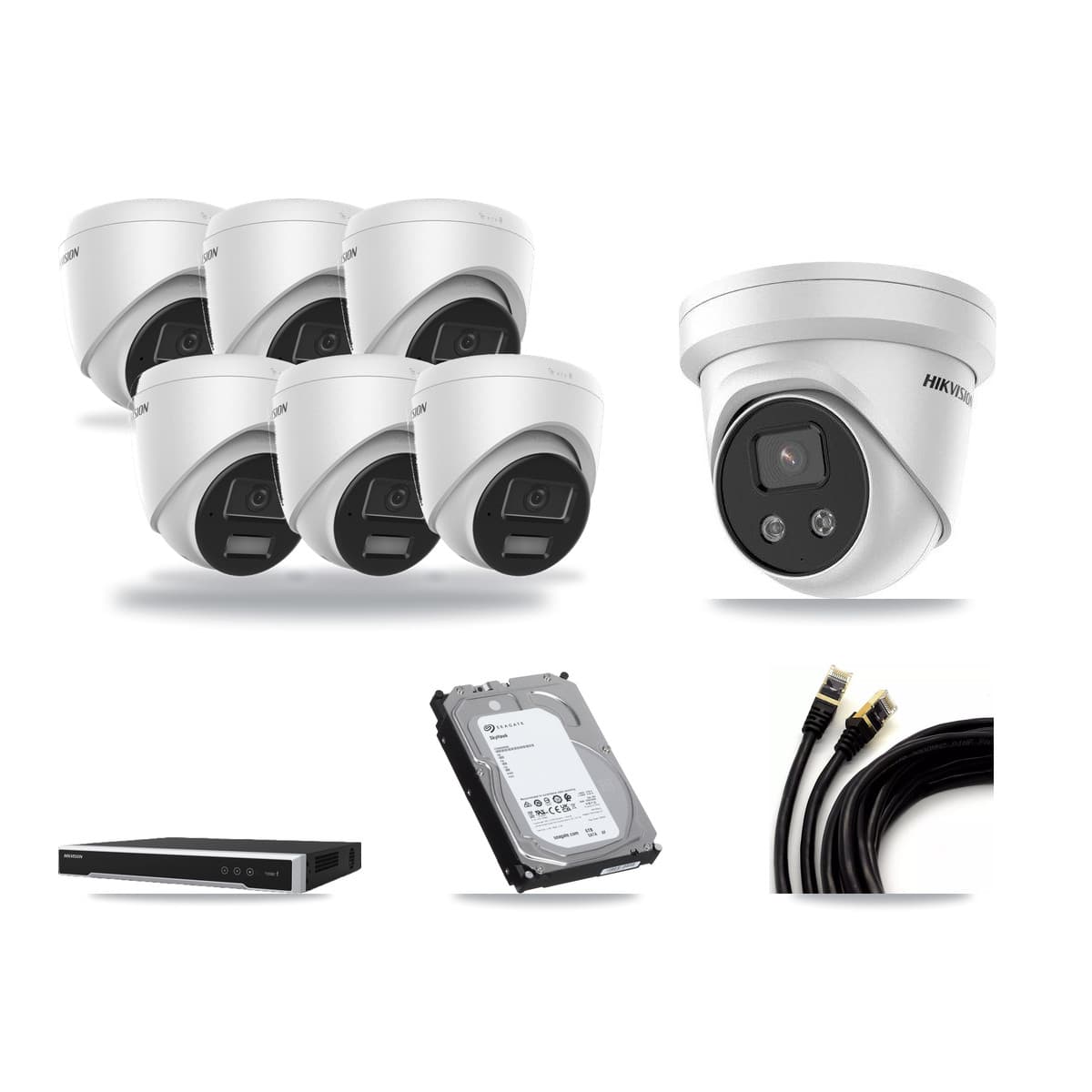 Hikvision 16-Channel 4MP – 5MP CCTV Kit — 6 4MP + 1 5MP Turret Cameras + 6TB Recording (DS-7616NI-M2 Recorder) - Image 1