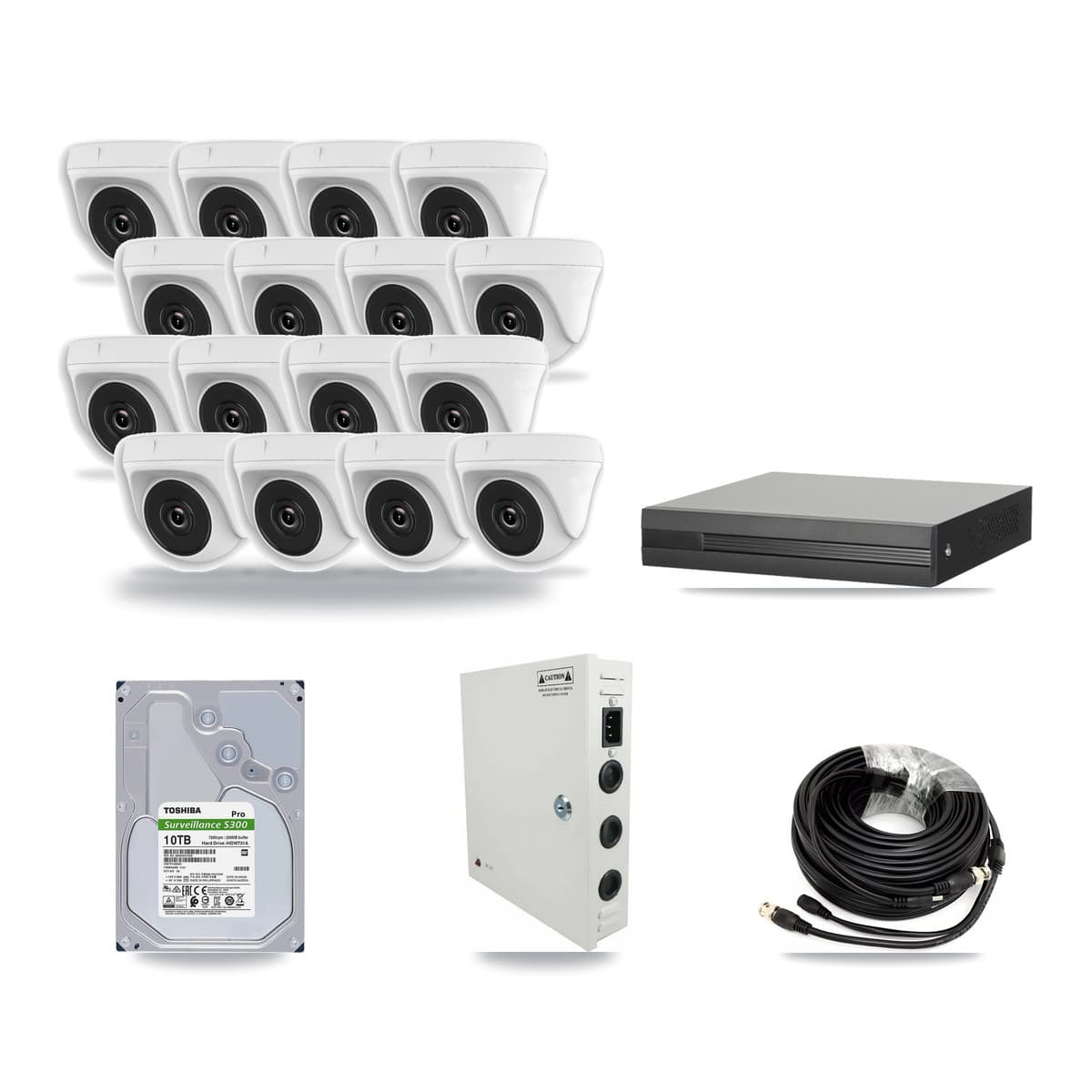 16-Channel 2MP CCTV Kit — 16 Dome Cameras + 10TB Recording - Image 1