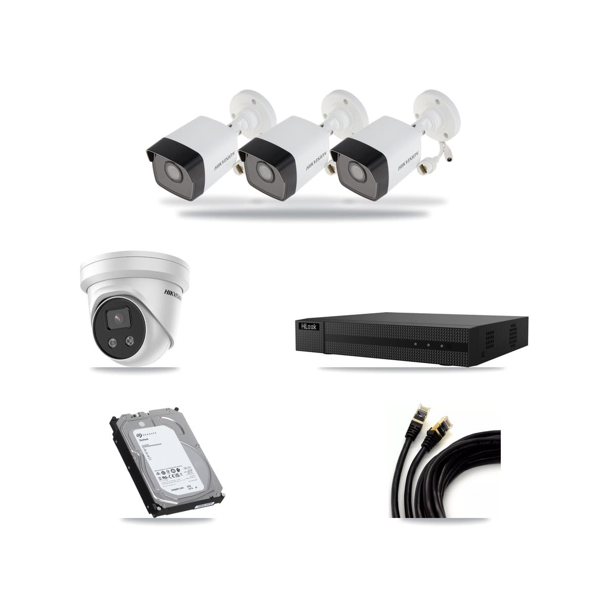 Hikvision & HiLook 8-Channel 5MP CCTV Kit — 3 Bullet + 1 Turret Cameras + 6TB Recording (NVR-108MH-D Recorder) - Image 1