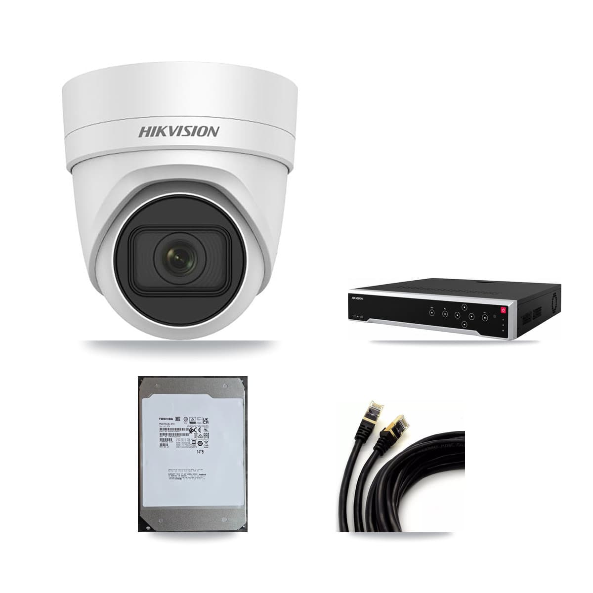 Hikvision 32-Channel 4K CCTV Kit — 10 DS-2CD2H83G0 Turret Cameras + 2× 14TB Recording