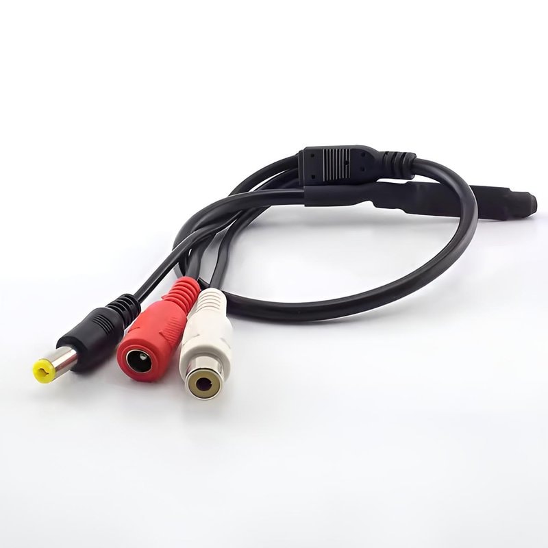 CCTV High-Gain Microphone - Indoor/Outdoor Audio Module with RCA & 2.1mm Jack