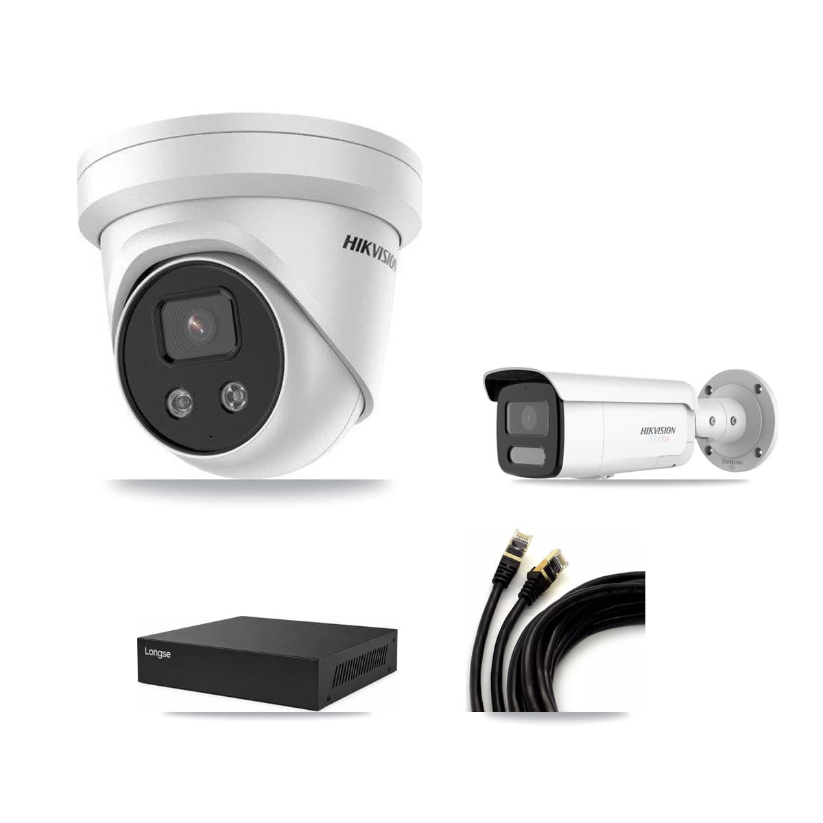 Hikvision & Longse 8-Channel 5MP – 4K CCTV Kit — 1 4K Bullet + 4 5MP Turret Cameras + 8TB Recording
