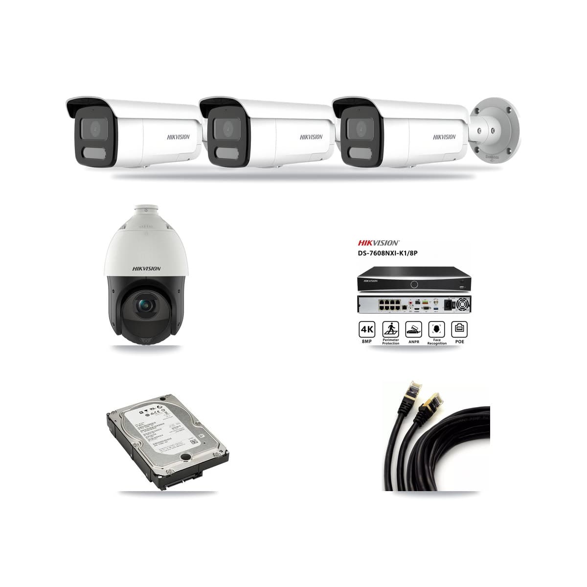 Hikvision 8-Channel 4MP CCTV Kit — 3 Bullet + 1 PTZ Cameras + 5TB Recording - Image 1