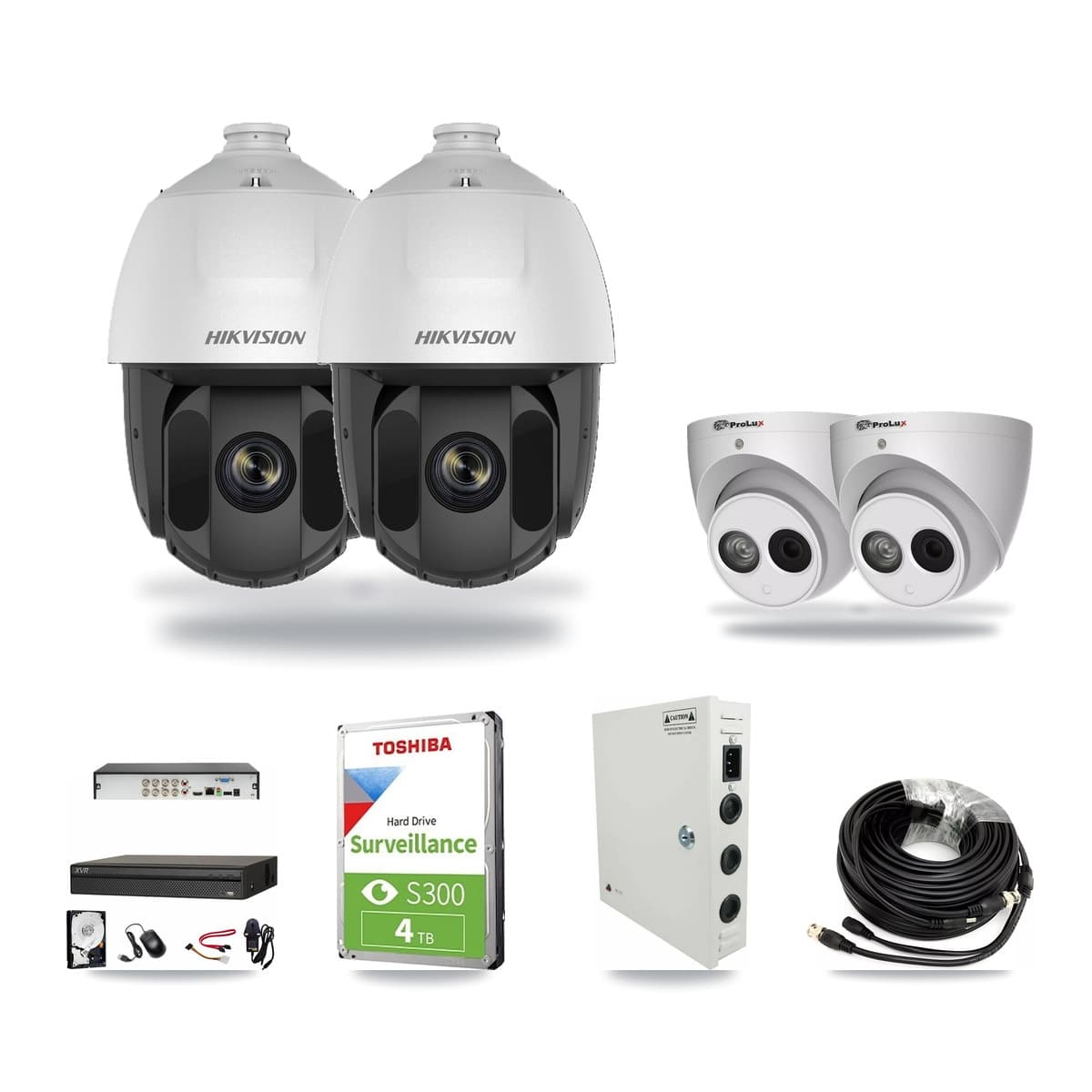 8-Channel 2MP – 4MP CCTV Kit — 2 2MP PTZ + 2 4MP Turret Cameras + 4TB Recording (XVR-3108AD Recorder) - Image 1