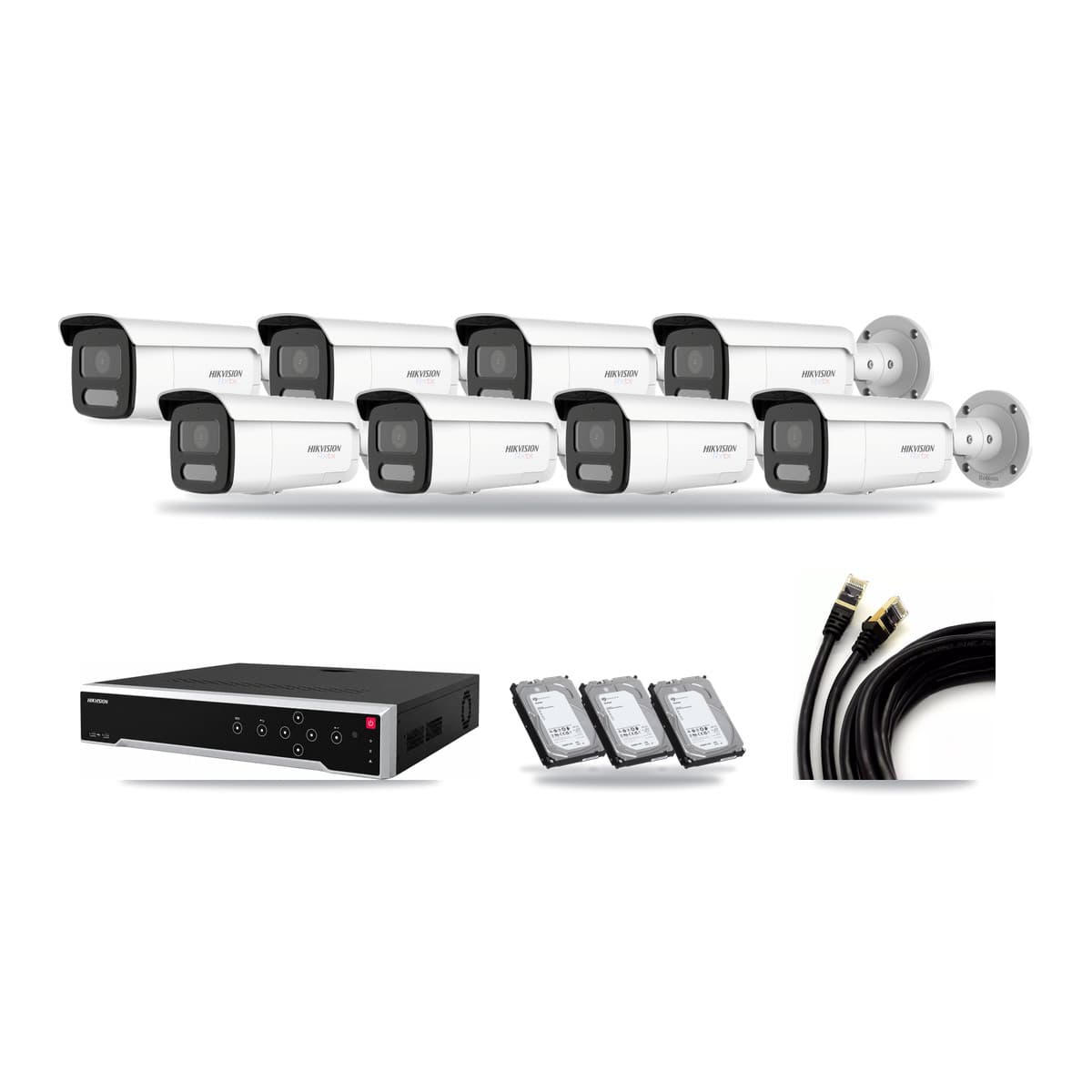 Hikvision 32-Channel 4K CCTV Kit — 8 White Bullet Cameras + 3× 6TB Recording - Image 1