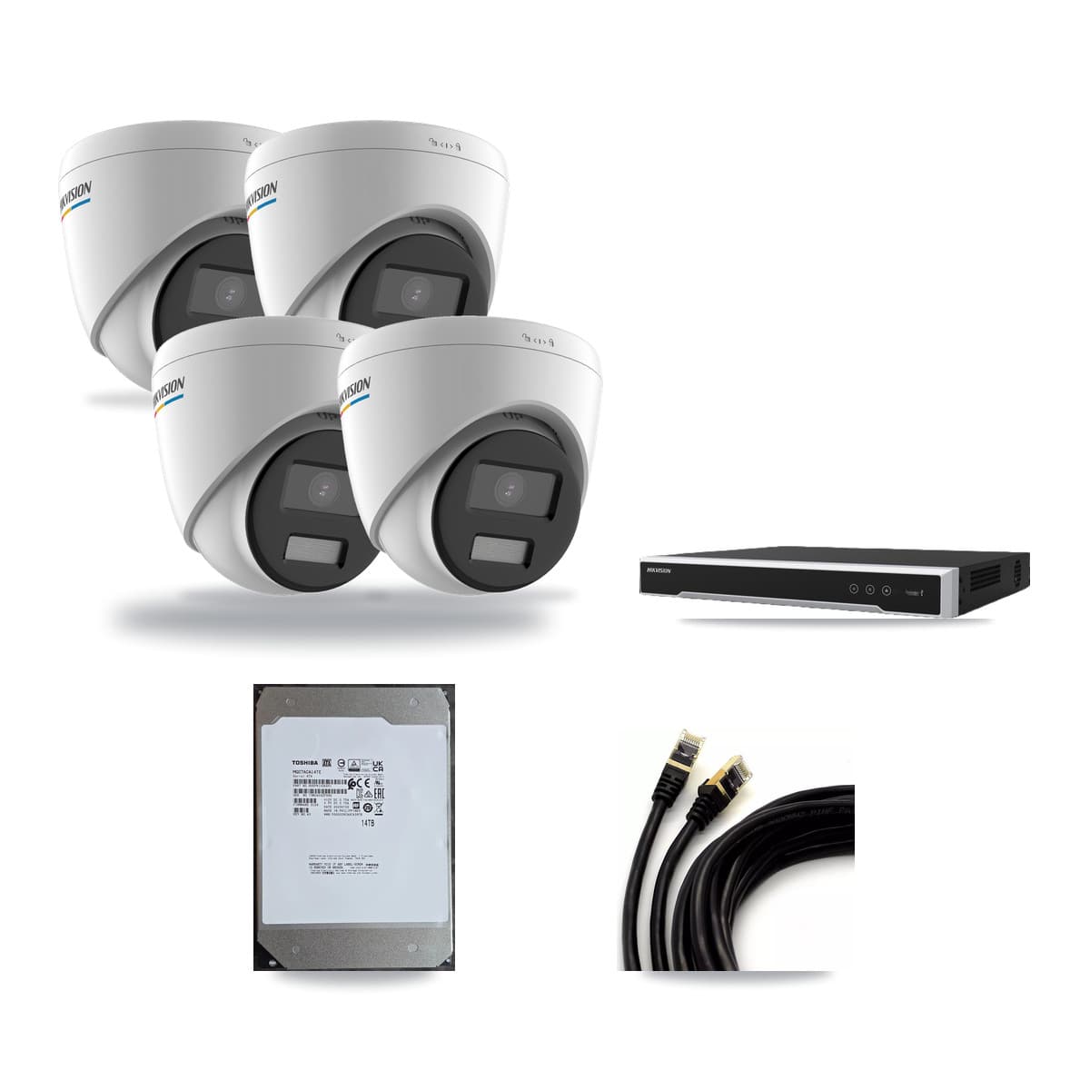 Hikvision 16-Channel 2MP – 5MP CCTV Kit — 4 2MP Turret + 9 5MP Dome Cameras + 14TB Recording (DS-7616NI-M2 Recorder) - Image 1