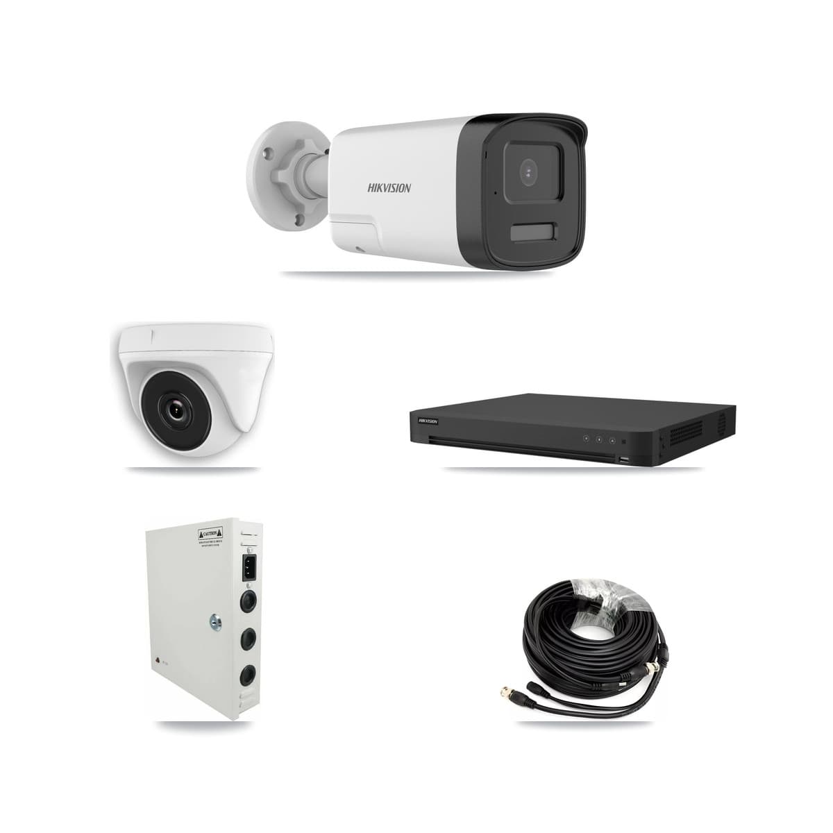 Hikvision 32-Channel 2MP – 5MP CCTV Kit — 8 DS-2CE17K0T 5MP Bullet + 8 White HDT-2MP-N20W 2MP Dome Cameras + 2× 8TB Recording