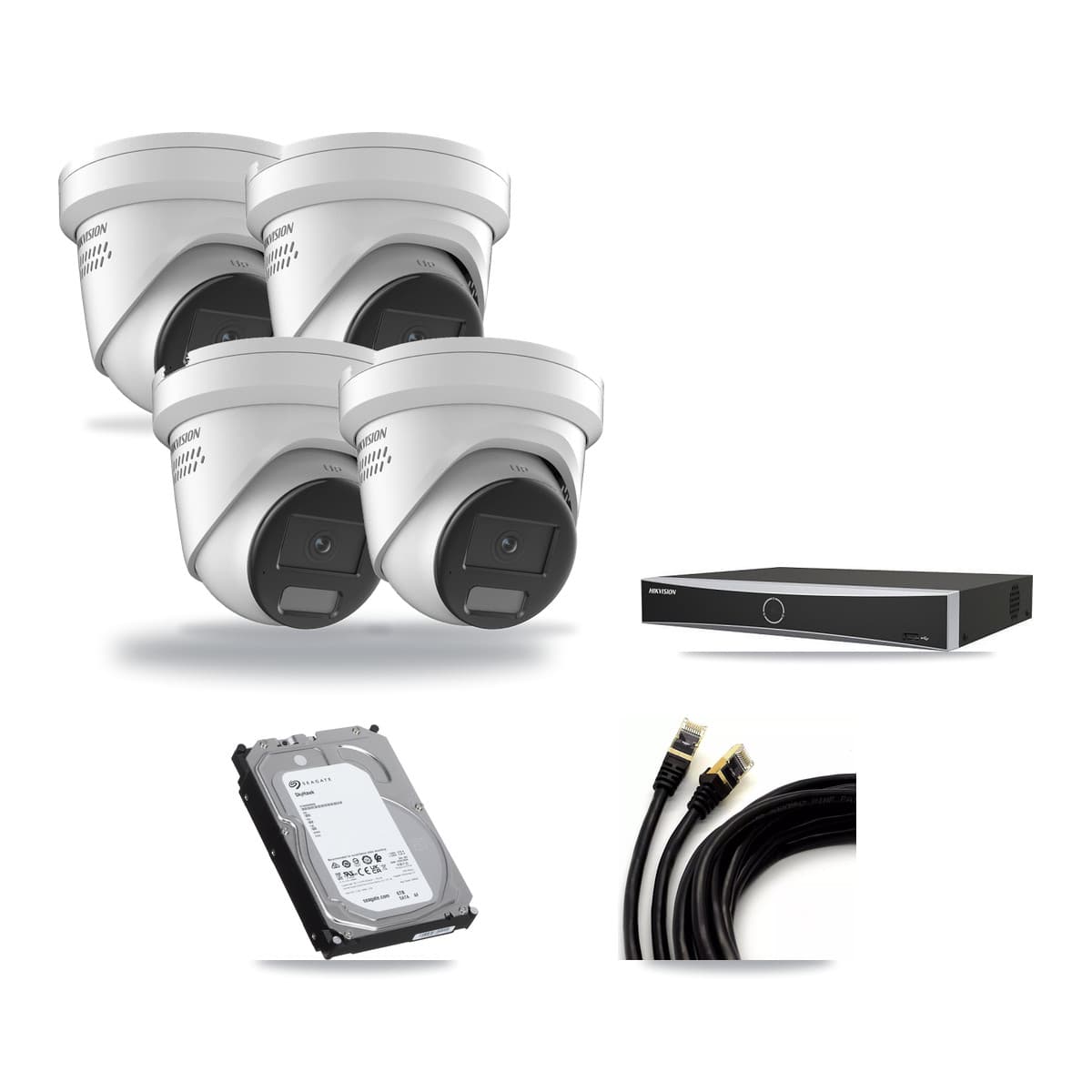 Hikvision 4-Channel 4K CCTV Kit — 4 DS-2CD2387G2H Turret Cameras + 6TB Recording - Image 1