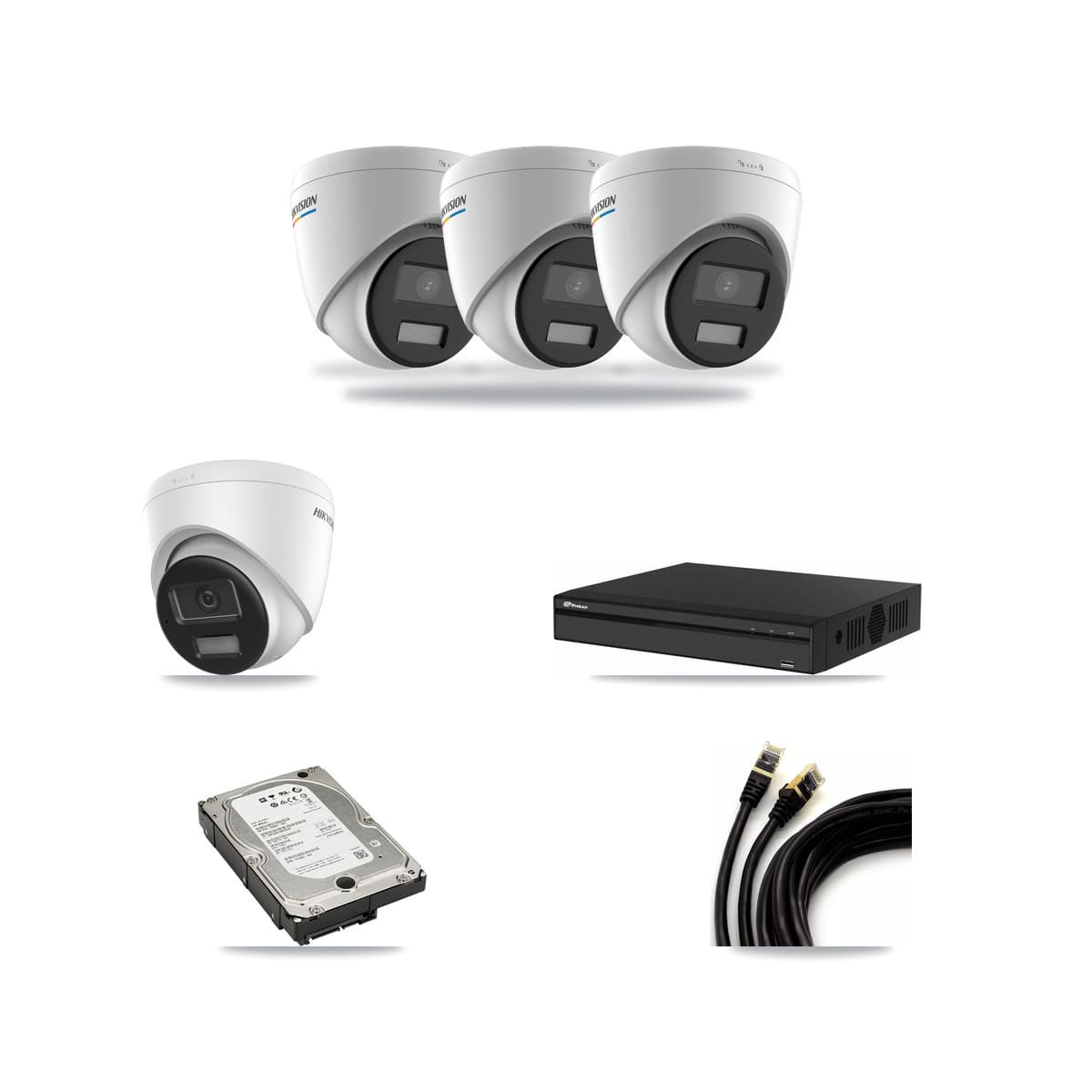 Hikvision & Prolux 4-Channel 2MP – 4K CCTV Kit — 3 2MP + 1 4K Turret Cameras + 5TB Recording - Image 1