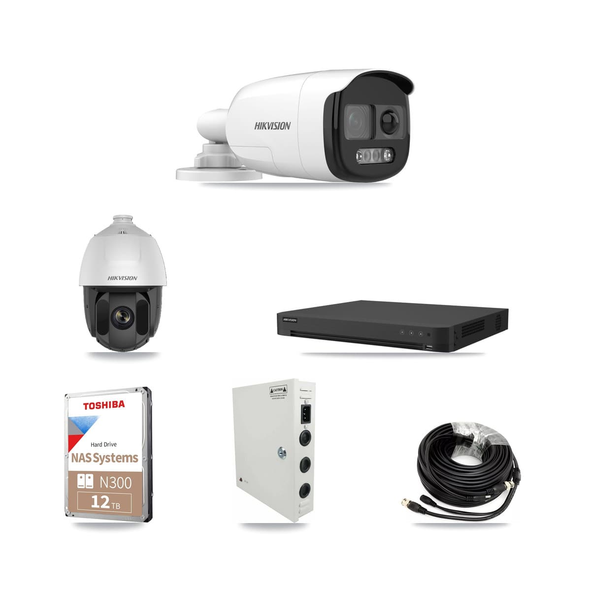 Hikvision 32-Channel 2MP – 5MP CCTV Kit — 1 DS-2AE5225TI 2MP PTZ + 22 DS-2CE12KF3T 5MP Bullet Cameras + 2× 12TB Recording