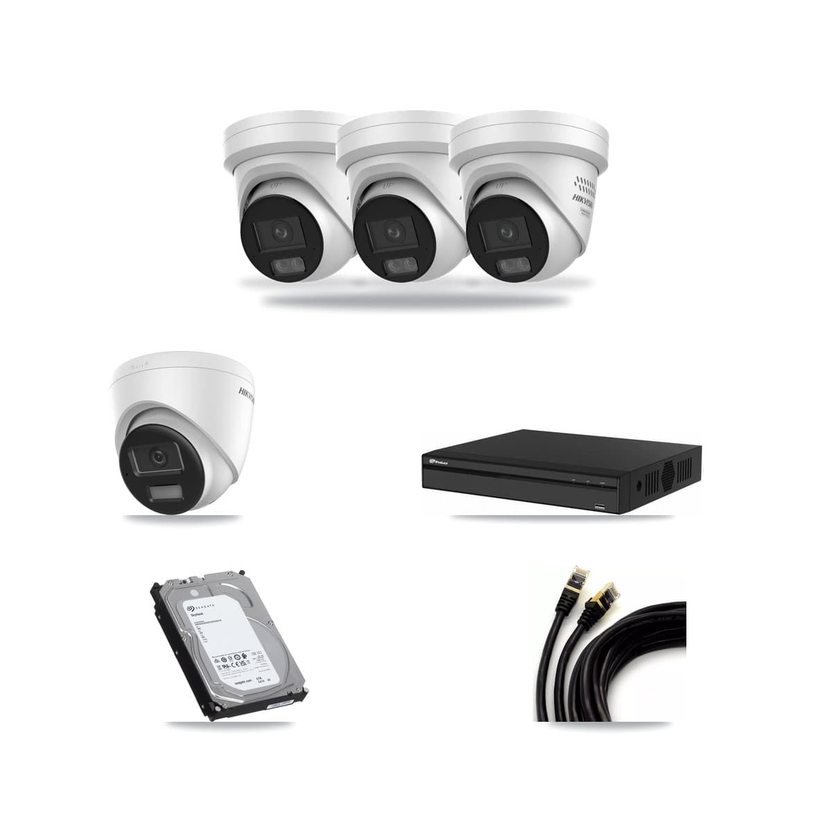 Hikvision & Prolux 4-Channel 4MP – 4K CCTV Kit — 1 4K + 3 4MP Turret Cameras + 6TB Recording - Image 1