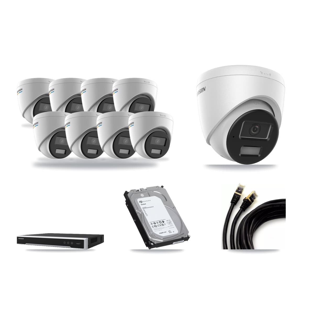 Hikvision 16-Channel 2MP – 4MP CCTV Kit — 8 2MP + 1 4MP Turret Cameras + 6TB Recording - Image 1