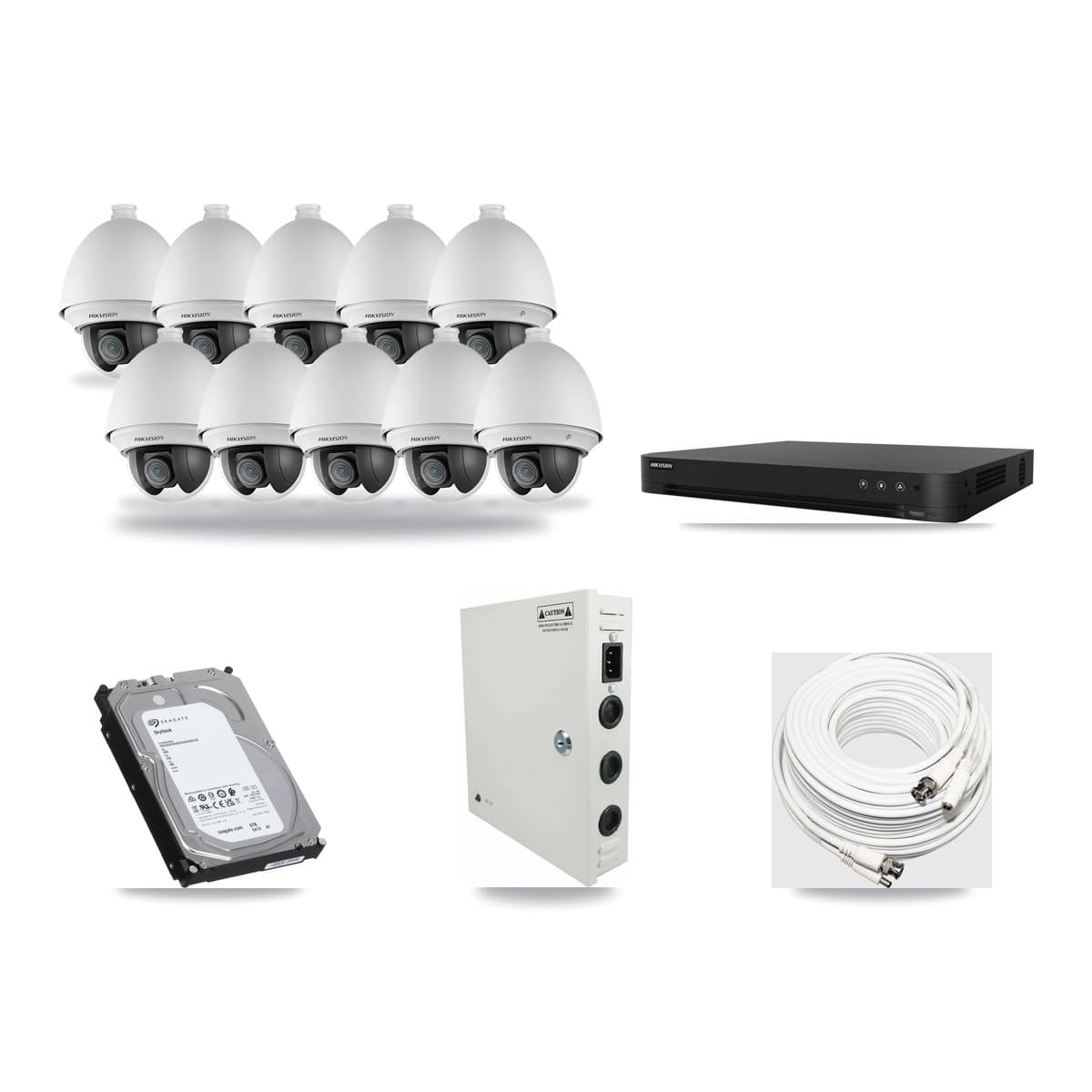 Hikvision 16-Channel 2MP CCTV Kit — 10 DS-2AE4225T PTZ Cameras + 6TB Recording (DS-7216HGHI Recorder) - Image 1