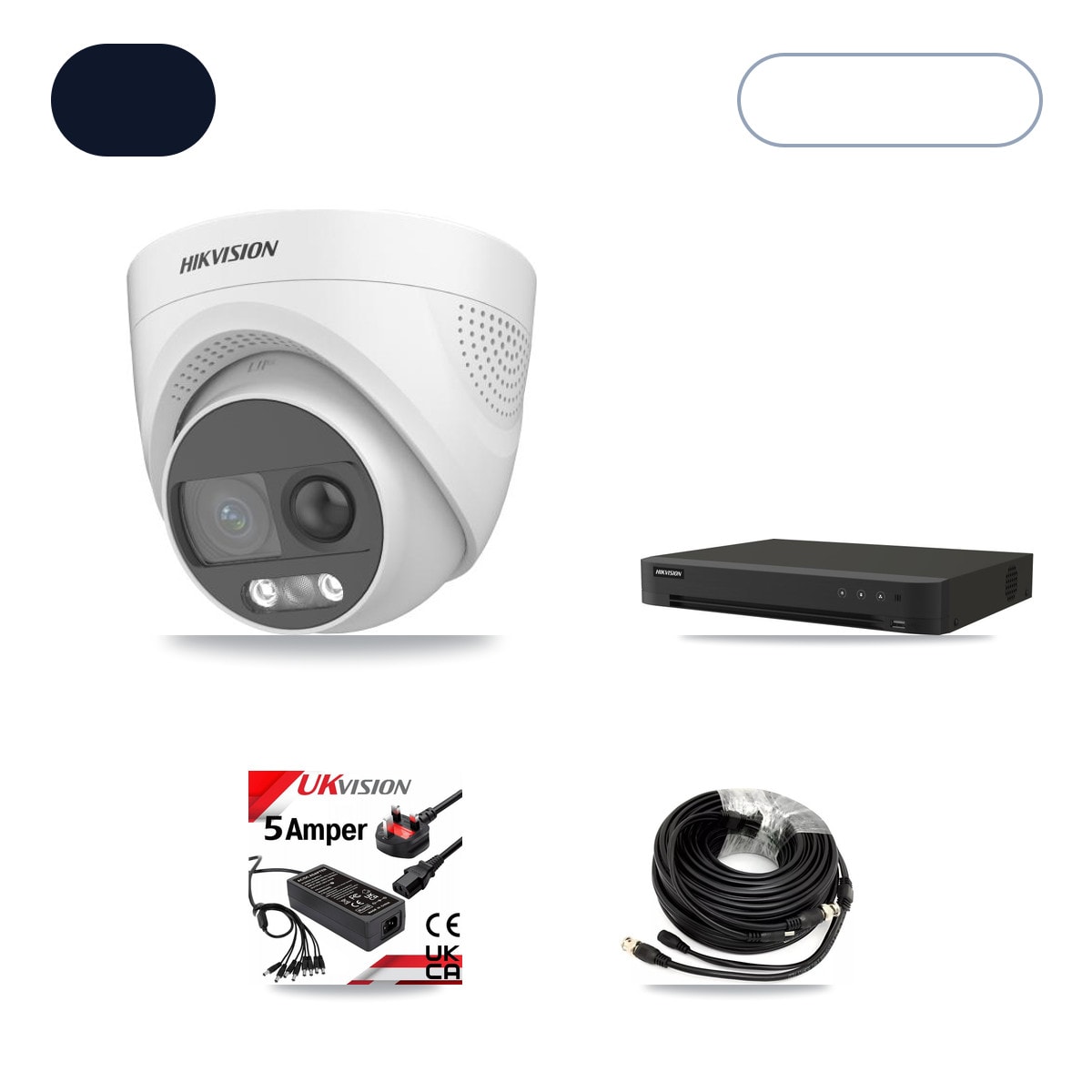 Hikvision IDS-7216HQHI-M1/XT 16-Channel DVR CCTV Kit — 8× DS-2CE72KF3T-PIRXO 5MP Cameras + 10TB HDD