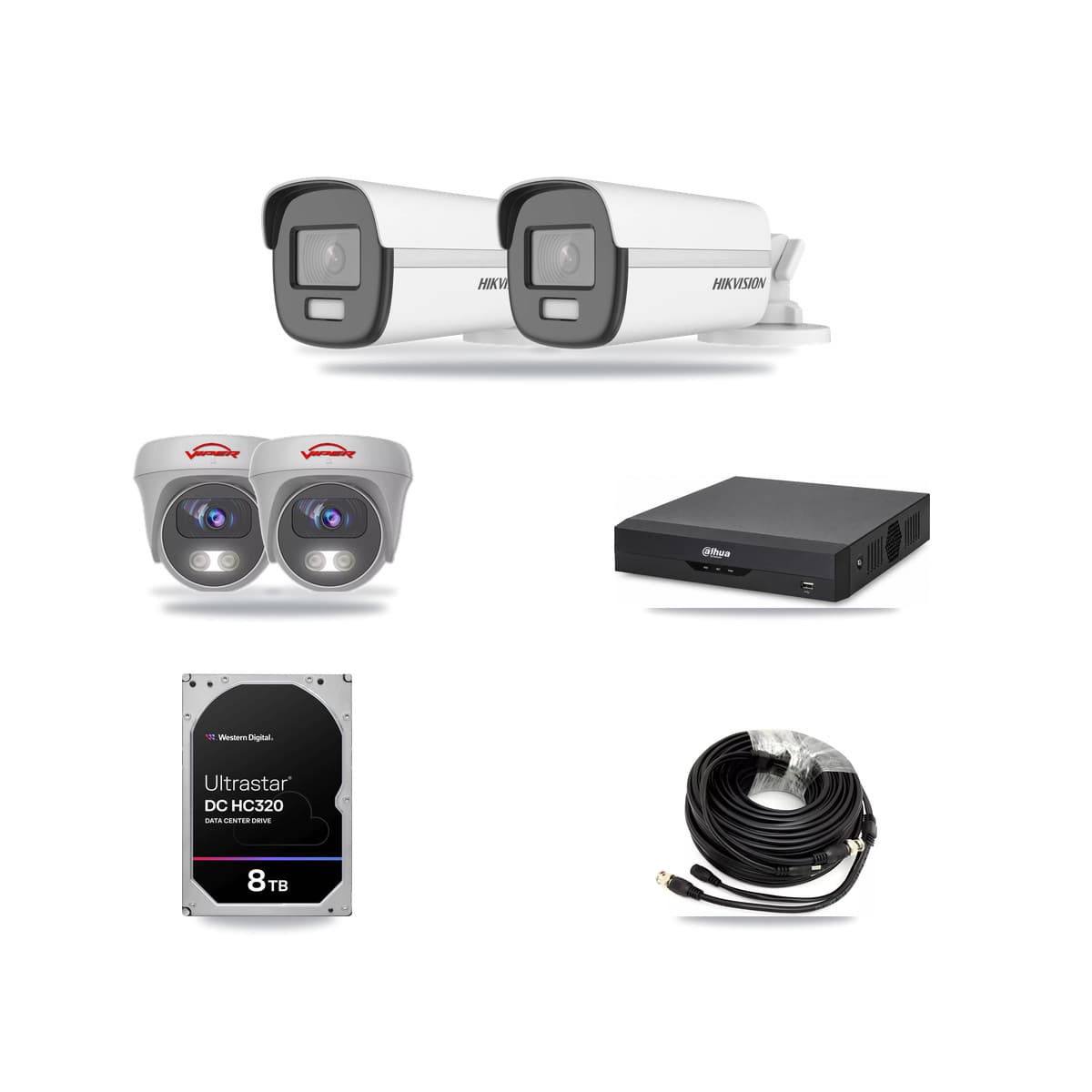 4-Channel 5MP – 4K CCTV Kit — 2 4K Bullet + 2 5MP Cameras + 8TB Recording - Image 1