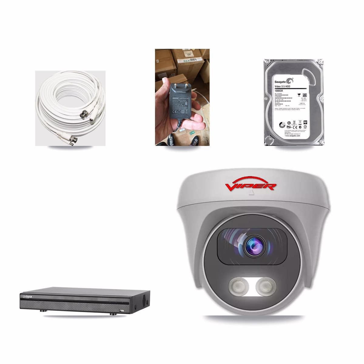 Dahua 8-channel CCTV kit: 1 camera (1× 5MP Camera), 1TB hard drive