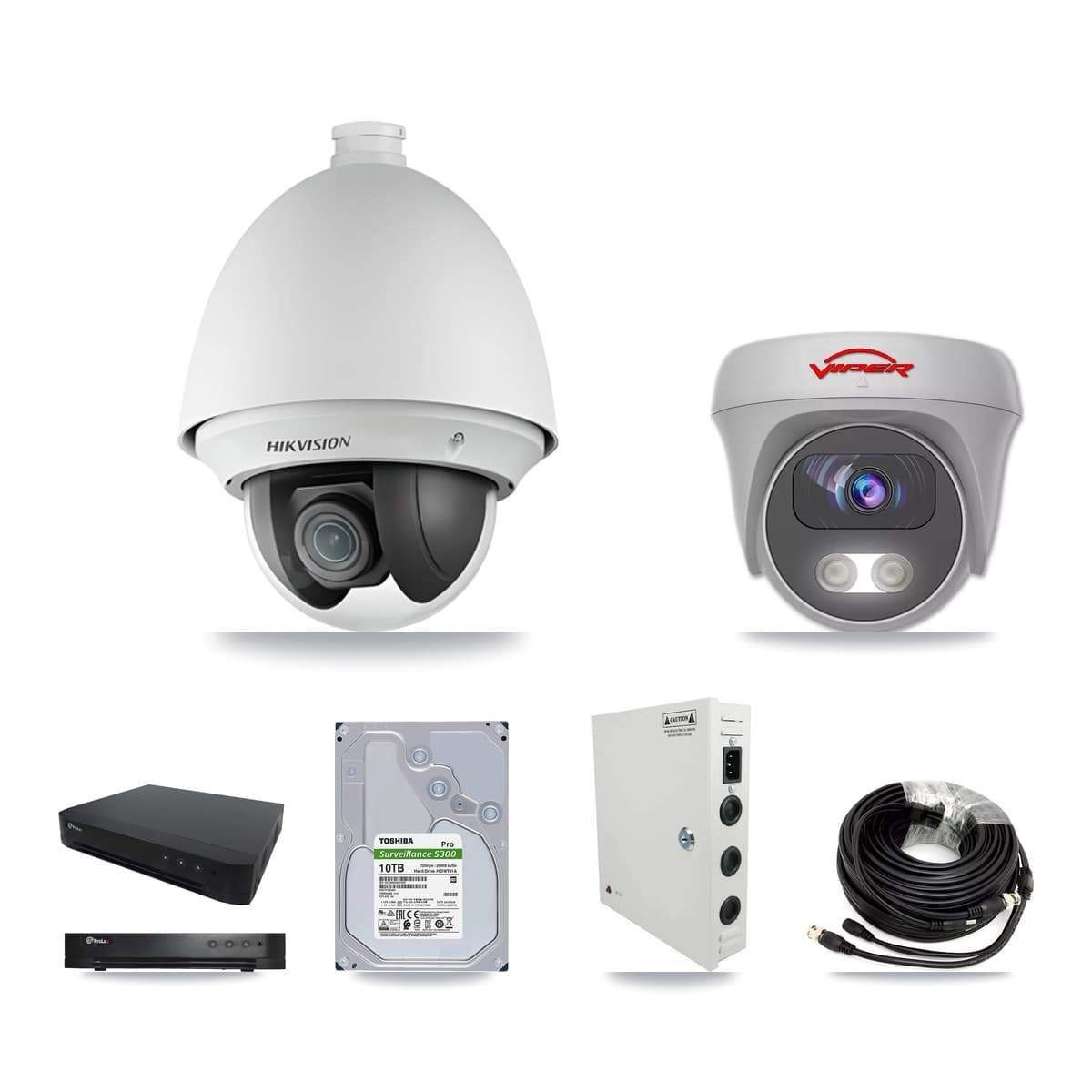 16-Channel 2MP – 5MP CCTV Kit — 15 2MP PTZ + 1 5MP Cameras + 10TB Recording