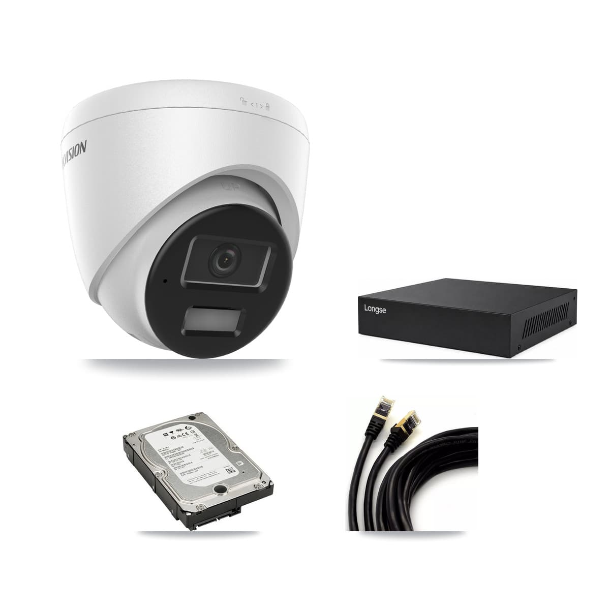 Hikvision & Longse 8-Channel 4MP CCTV Kit — 4 DS-2CD1343G2 Turret Cameras + 5TB Recording