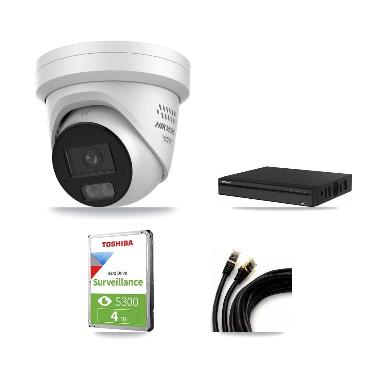 Prolux 4-Channel 4MP CCTV Kit — 3 DS-2CD2347G3 Turret Cameras + 4TB Recording
