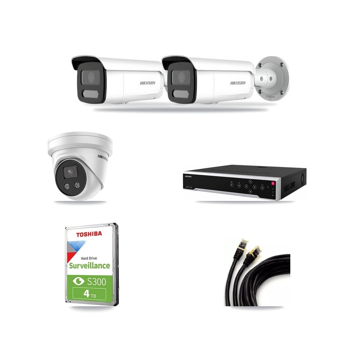 Hikvision 32-Channel 4MP – 5MP CCTV Kit — 2 4MP Bullet + 1 5MP Turret Cameras + 4TB Recording - Image 1