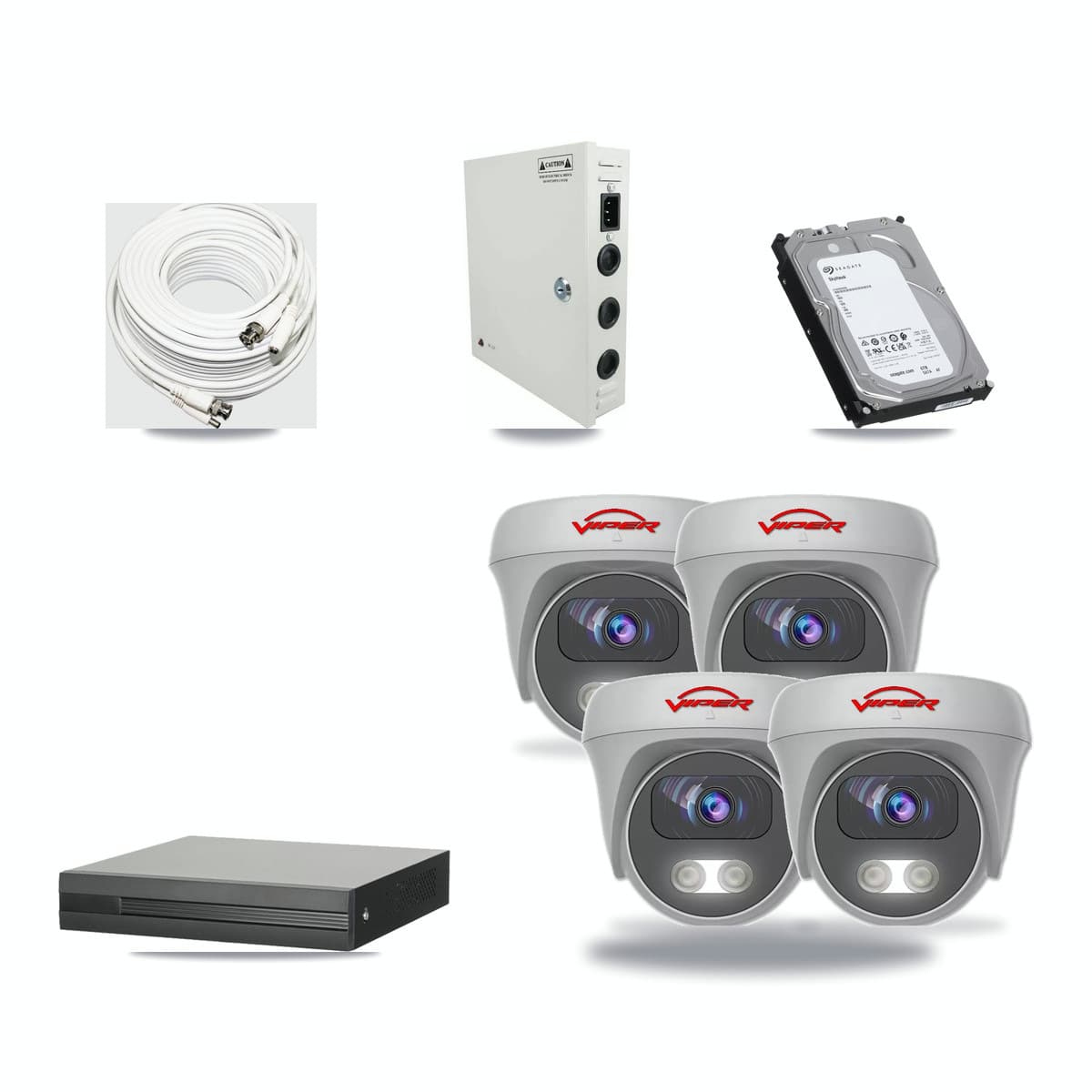 4-channel CCTV kit: 4 cameras (4× 5MP Camera), 6TB hard drive