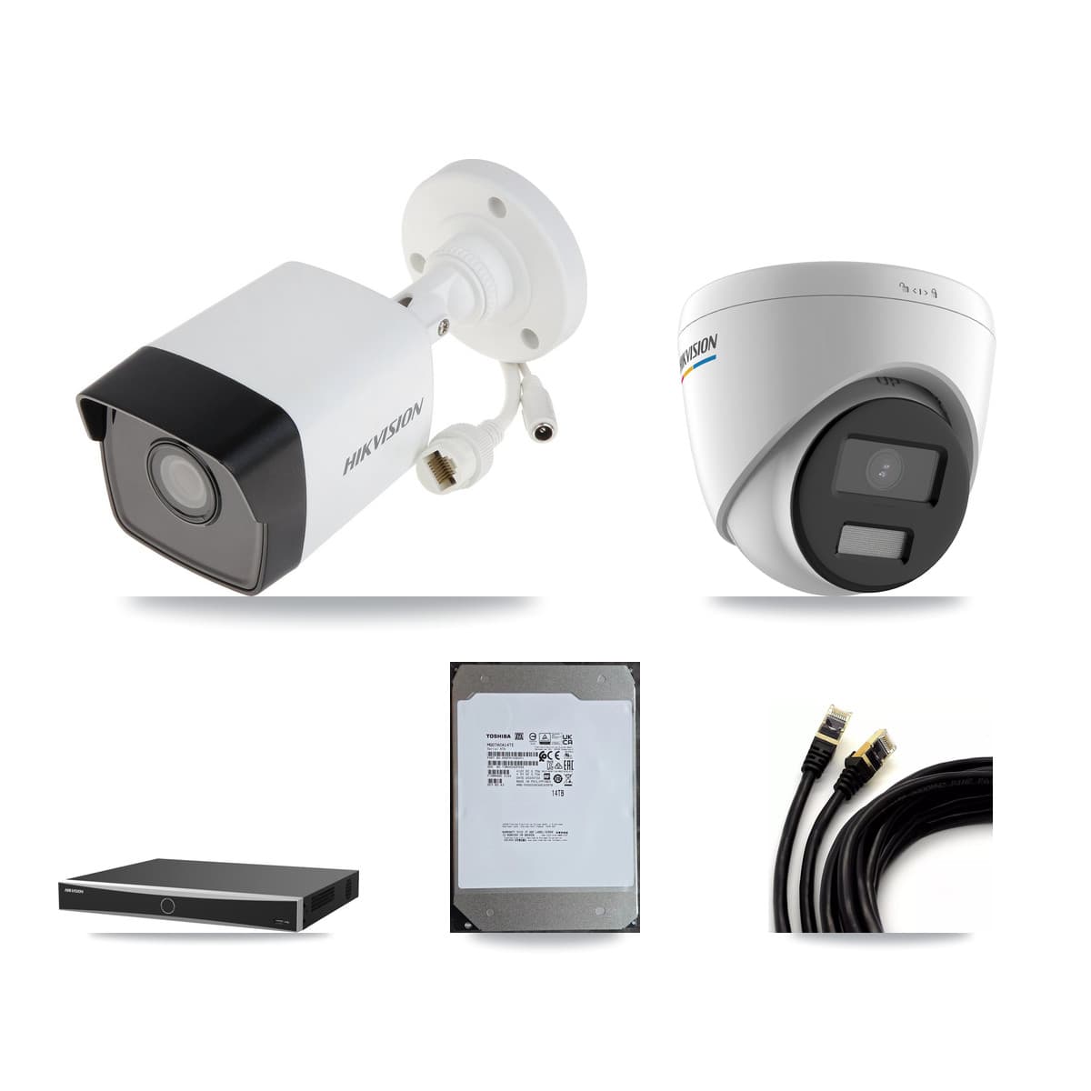 Hikvision 16-Channel 2MP – 5MP CCTV Kit — 15 5MP Bullet + 1 2MP Turret Cameras + 14TB Recording