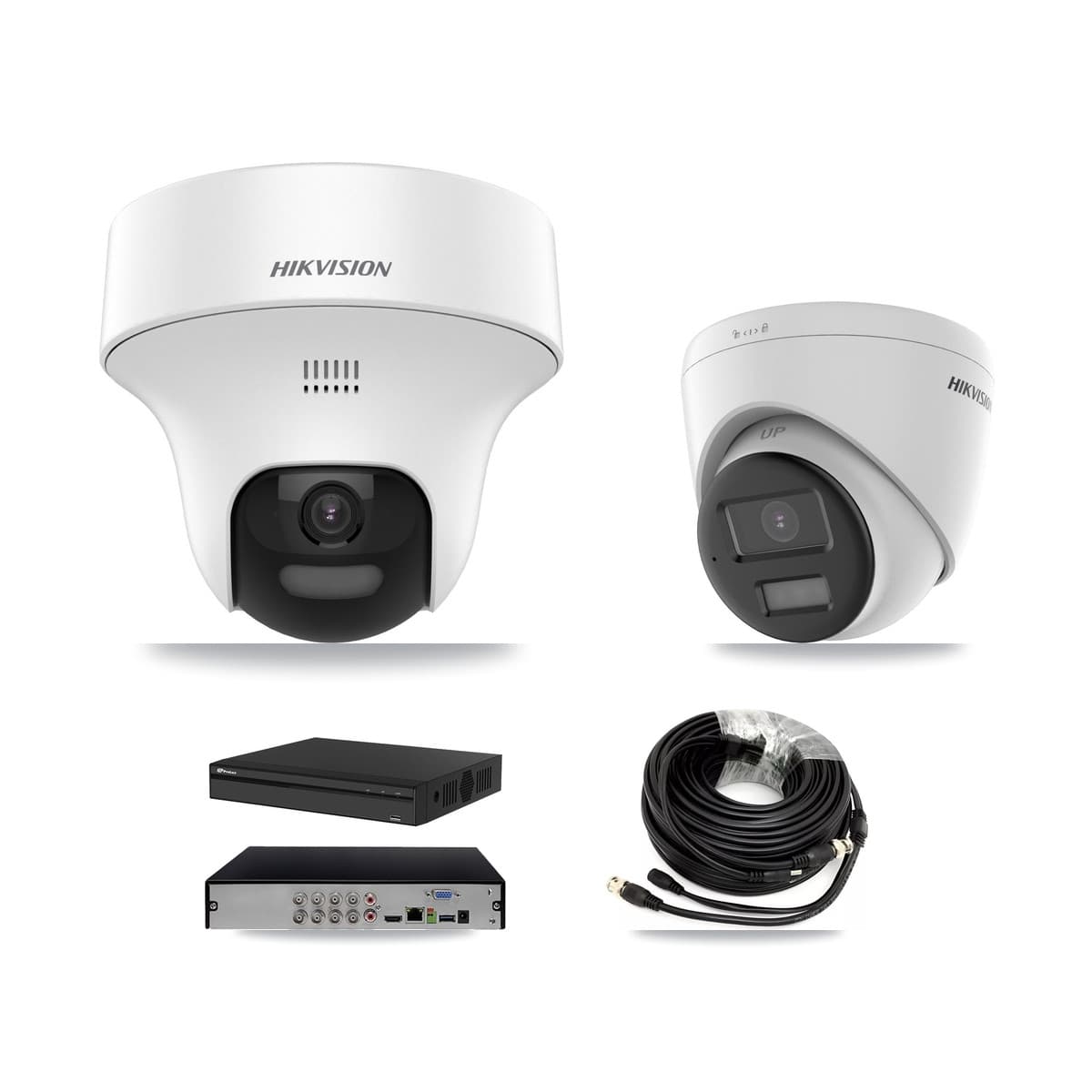 Hikvision & Prolux 8-Channel 5MP CCTV Kit — 1 DS-2CE70K0T + 1 DS-2CE78K0T Turret Cameras + 3TB Recording (PXD-5108HS Recorder)