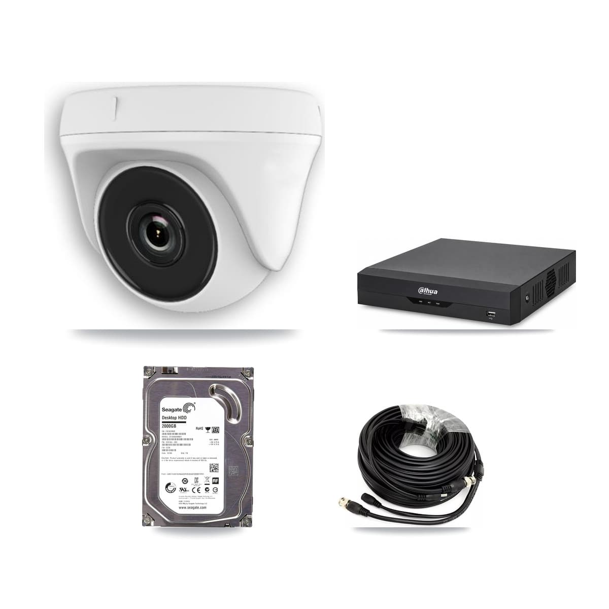 Dahua 4-Channel 2MP CCTV Kit — 3 Dome Cameras + 2TB Recording