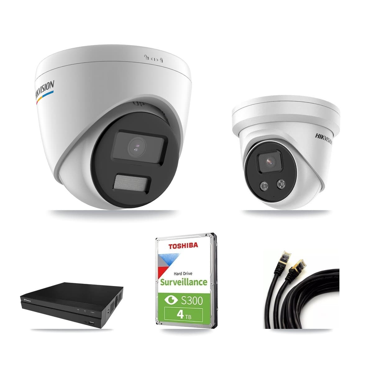 Hikvision & Prolux 8-Channel 2MP – 5MP CCTV Kit — 2 2MP + 2 5MP Turret Cameras + 4TB Recording
