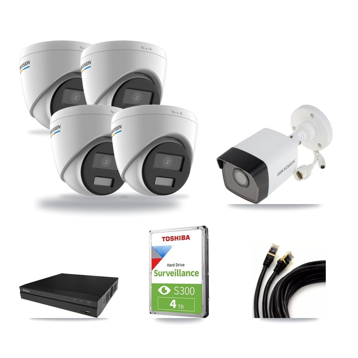 Hikvision & Prolux 8-Channel 2MP – 5MP CCTV Kit — 1 5MP Bullet + 4 2MP Turret Cameras + 4TB Recording - Image 1
