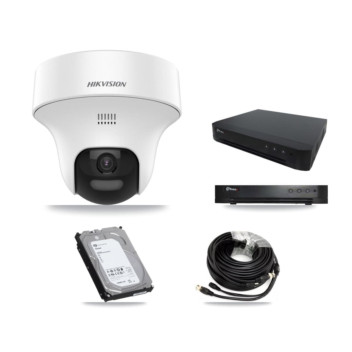 Hikvision & Prolux 16-Channel 5MP CCTV Kit — 8 DS-2CE70K0T Turret Cameras + 6TB Recording