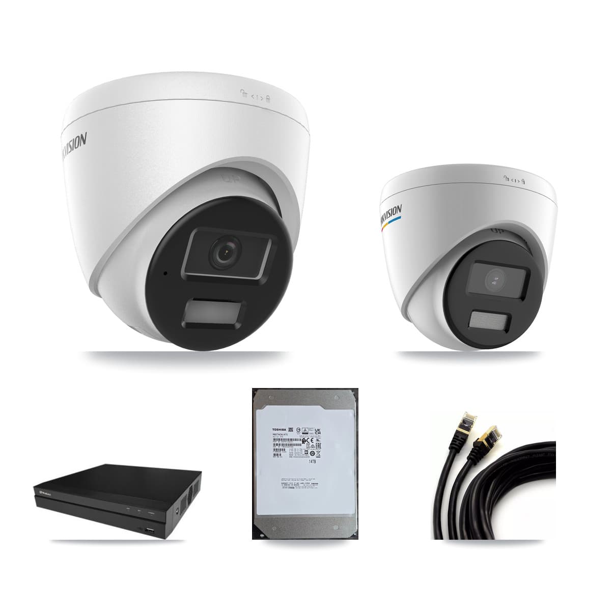 Hikvision & Prolux 16-Channel 2MP – 4MP CCTV Kit — 4 2MP + 8 4MP Turret Cameras + 14TB Recording