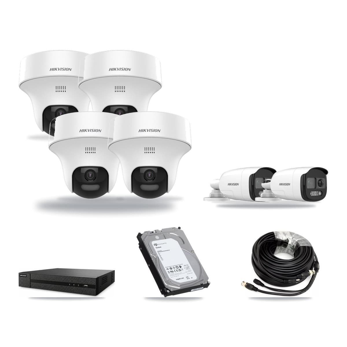 Hikvision 8-Channel 5MP CCTV Kit — 2 Bullet + 4 Turret Cameras + 6TB Recording (DVR-8CH Recorder) - Image 1