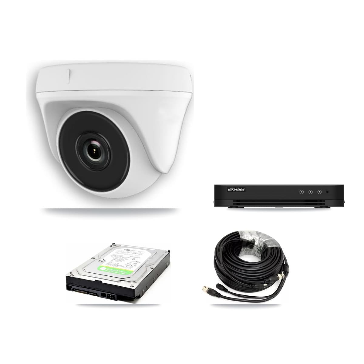 Hikvision 8-Channel 2MP CCTV Kit — 2 White Dome Cameras + 1TB Recording (DS-7208HGHI Recorder)